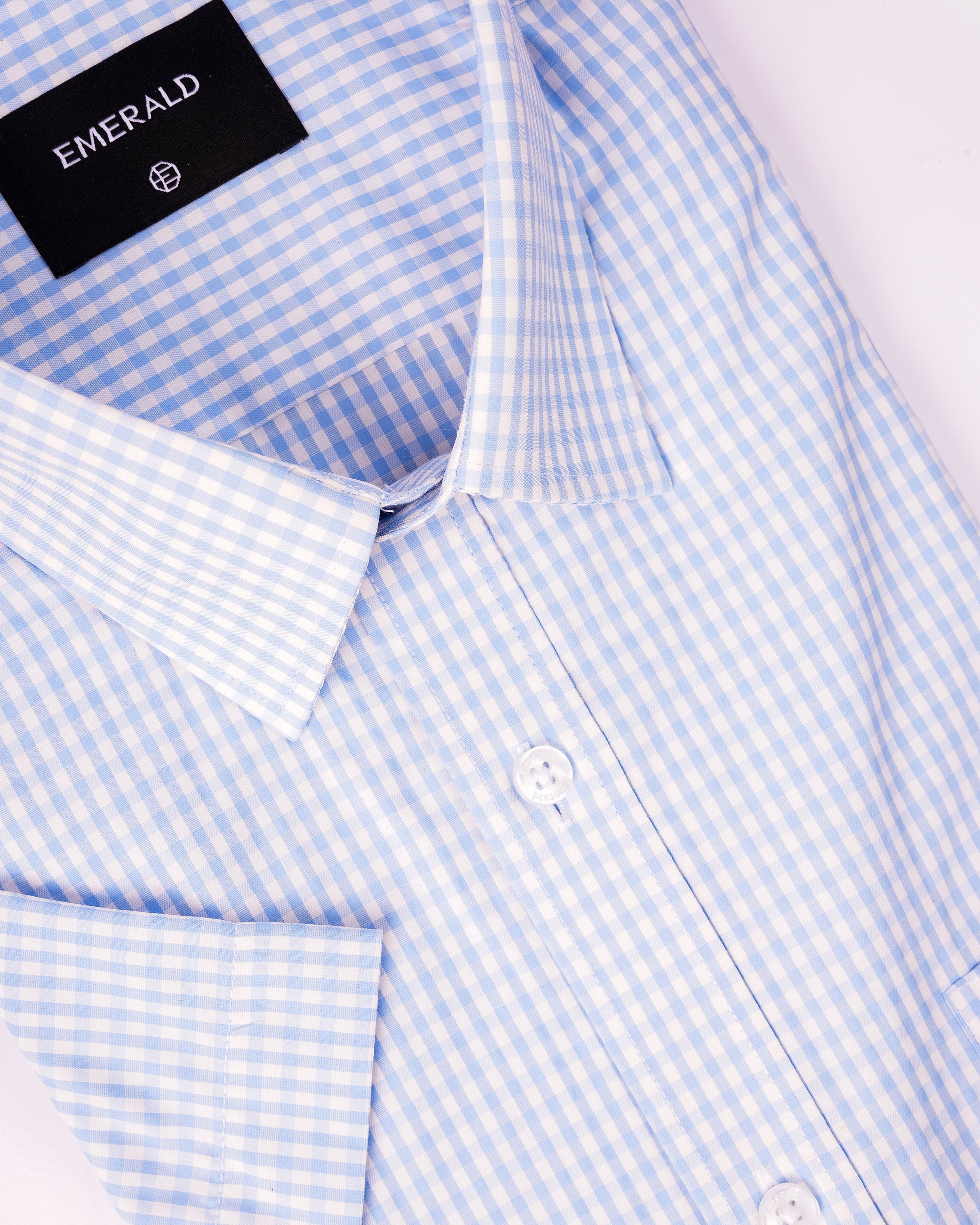 Emerald Formal Checks Regular Fit - Cashmere Blue