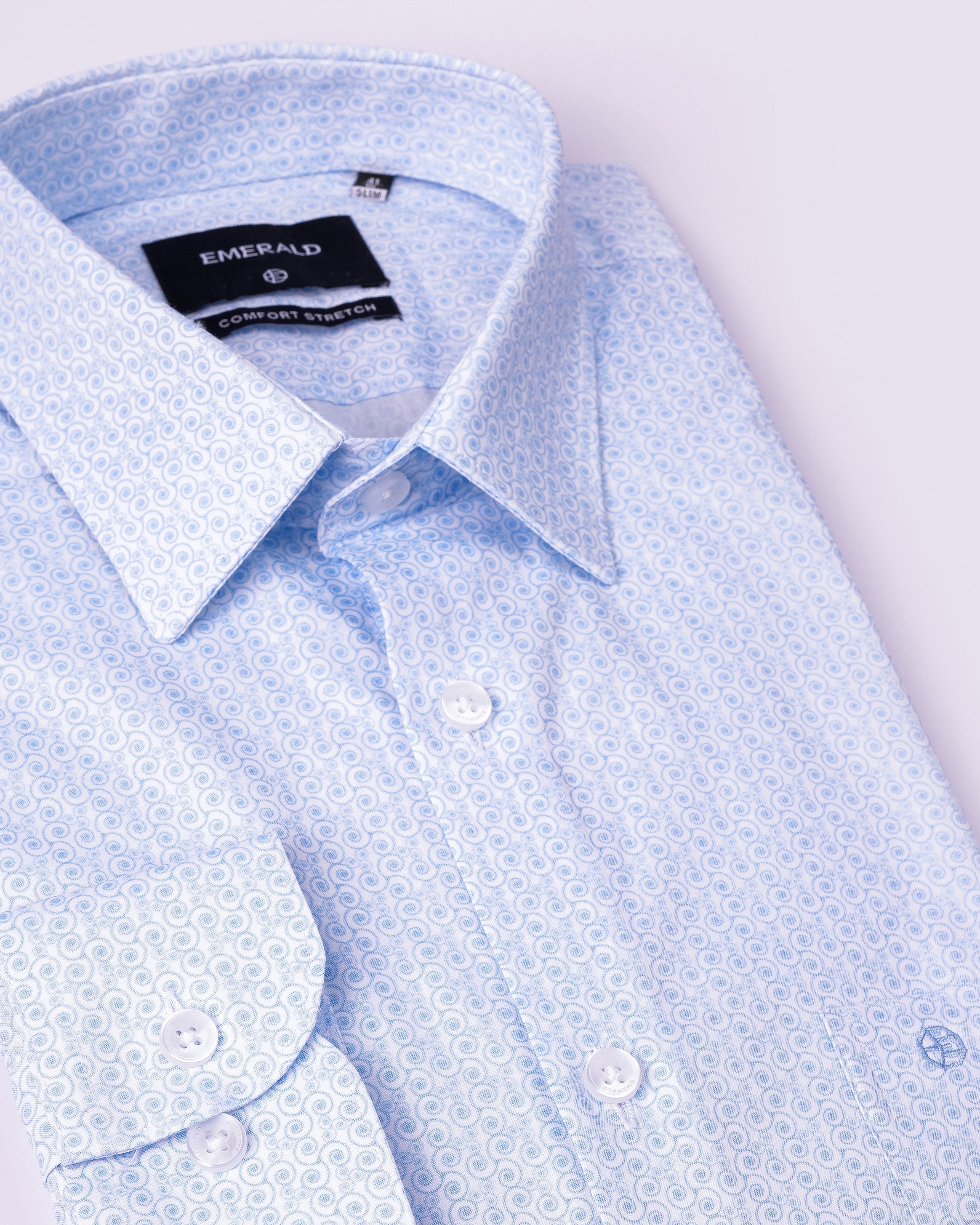 Emerald Formal Printed Slim Fit - Vista Blue