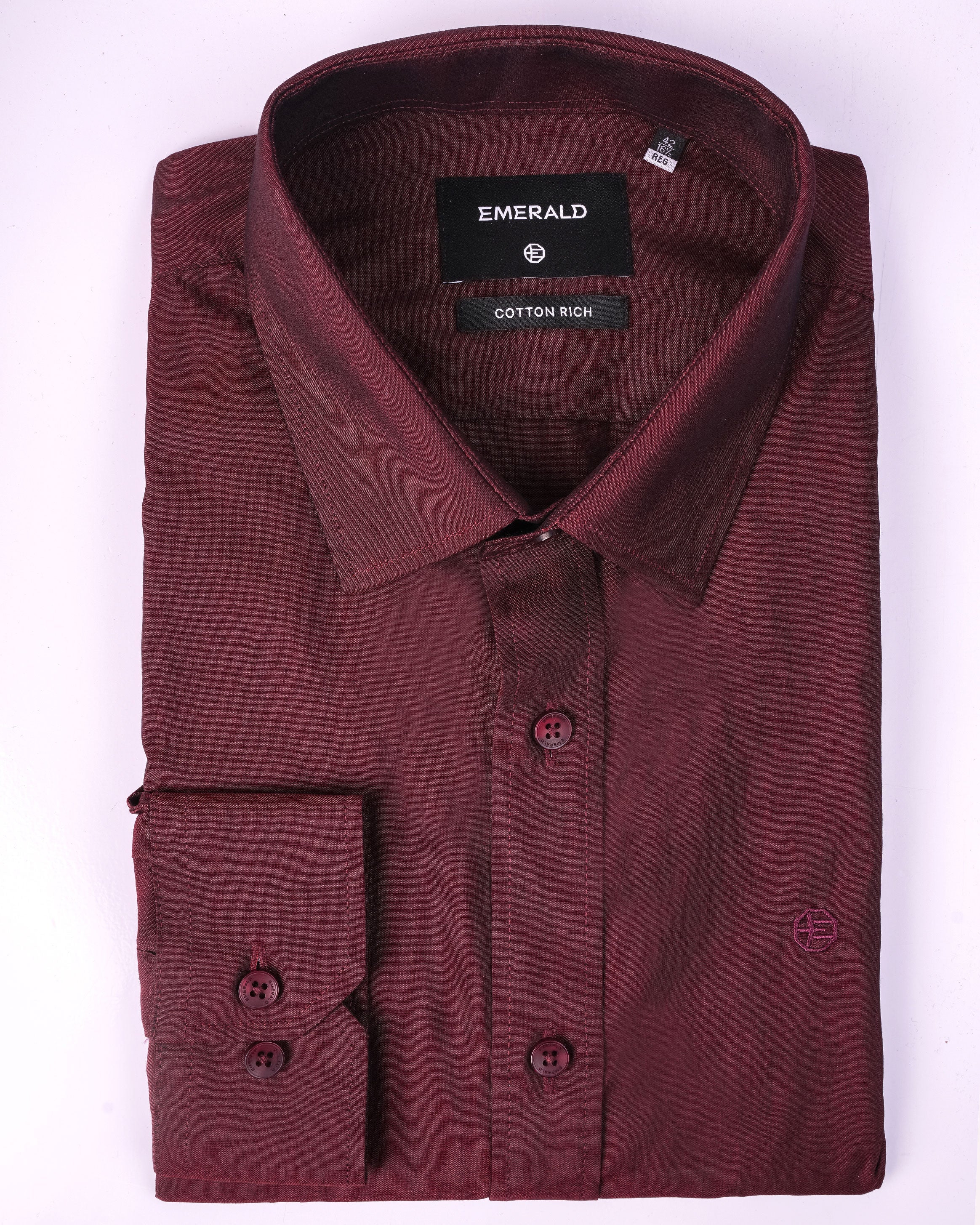 Emerald Evening Plain Regular Fit - Raspberry Wine