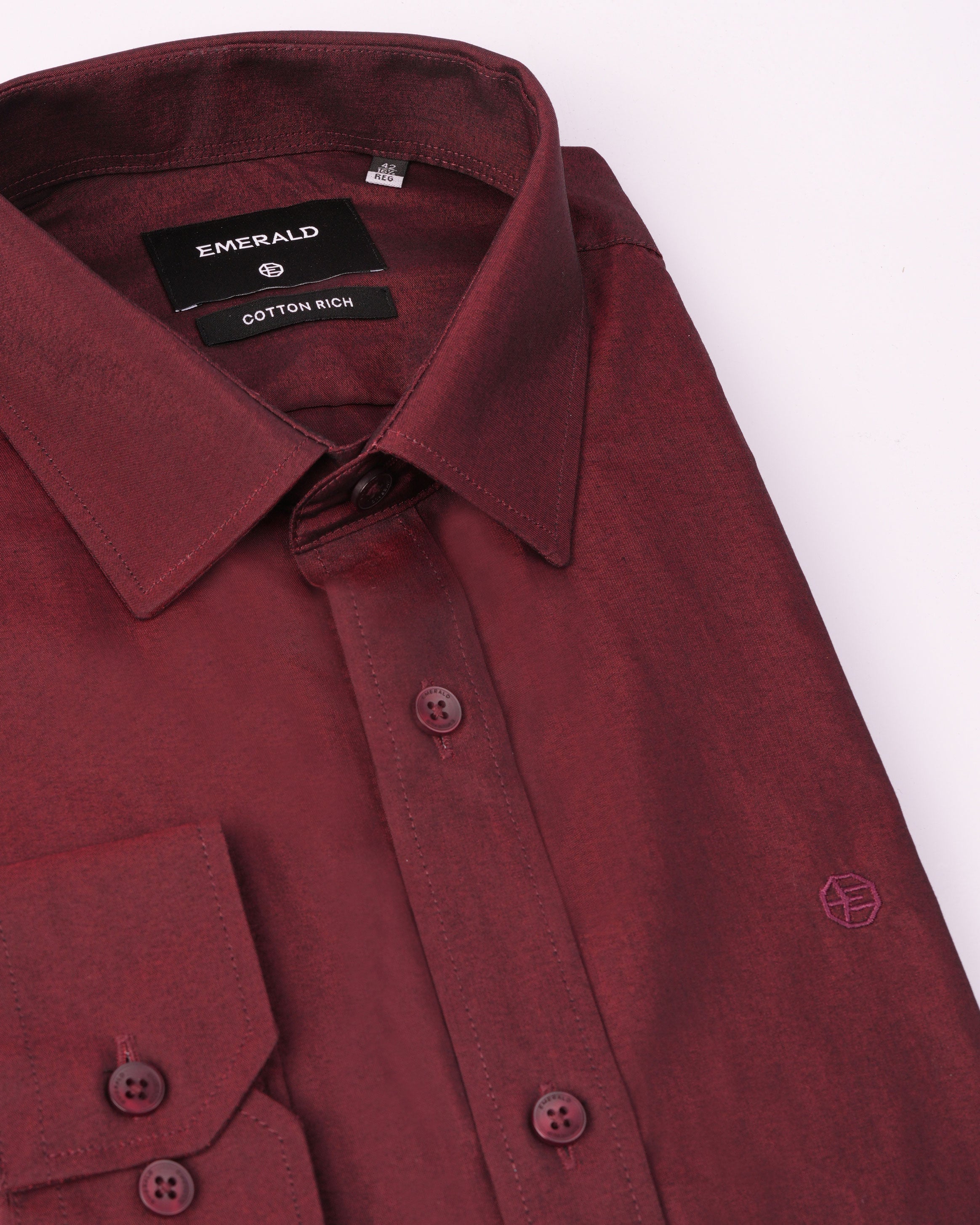 Emerald Evening Plain Regular Fit - Raspberry Wine