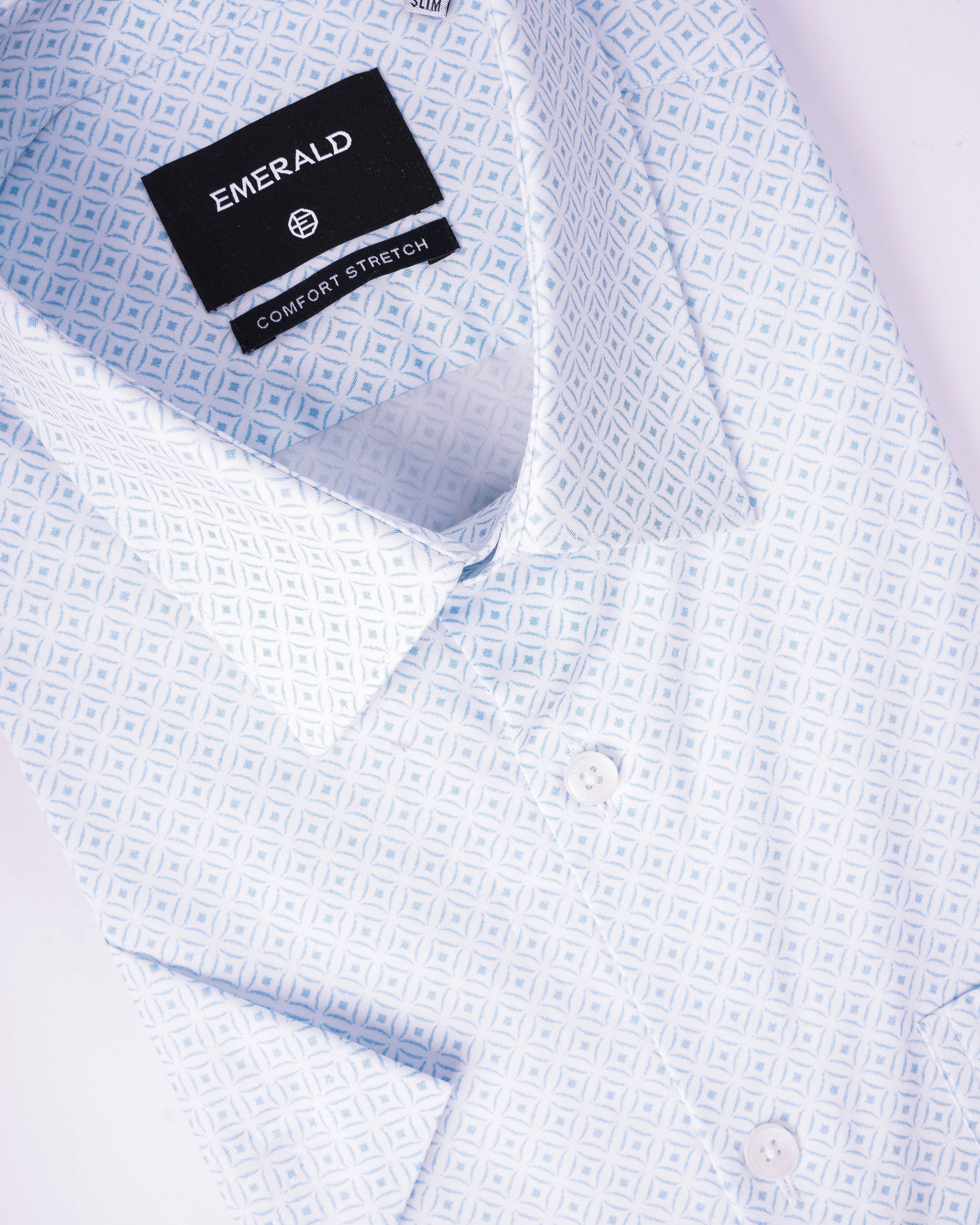 Emerald Formal Printed Slim Fit - Blue Aqua