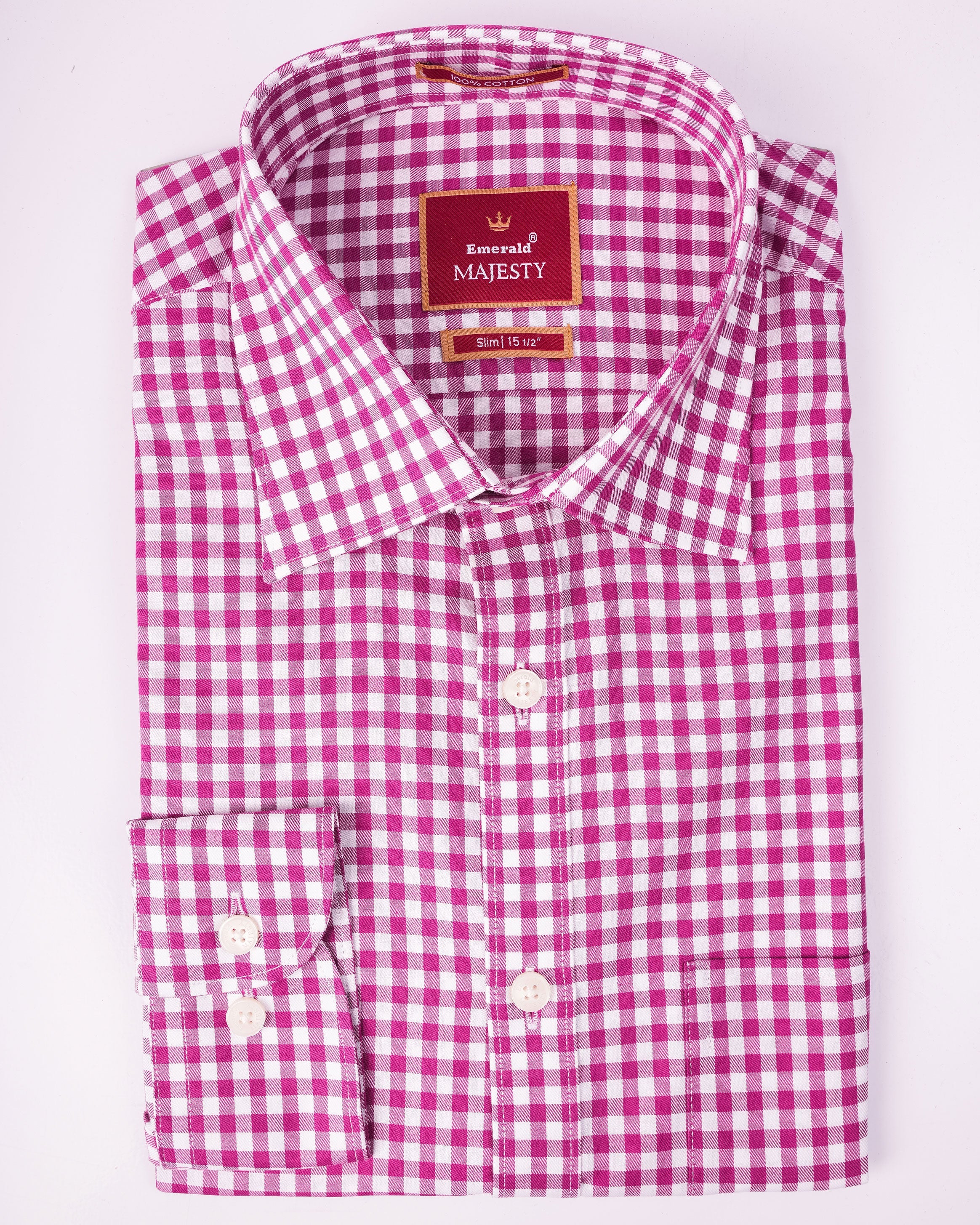 Emerald Majesty Checks Slim Fit - Blackberry Wine