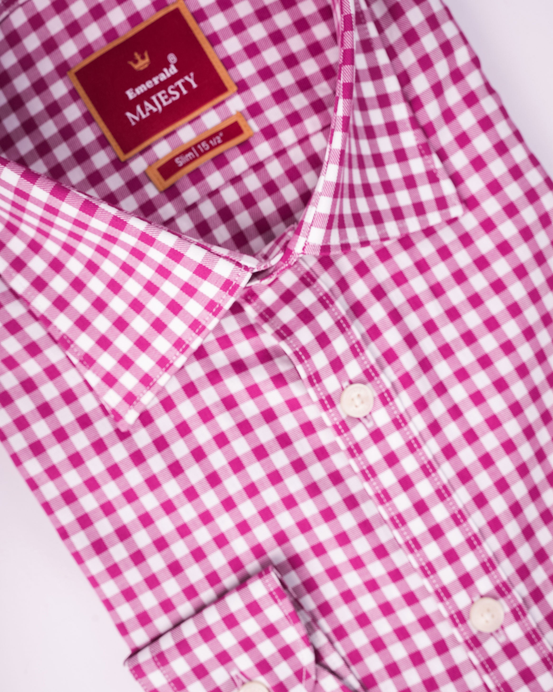 Emerald Majesty Checks Slim Fit - Blackberry Wine