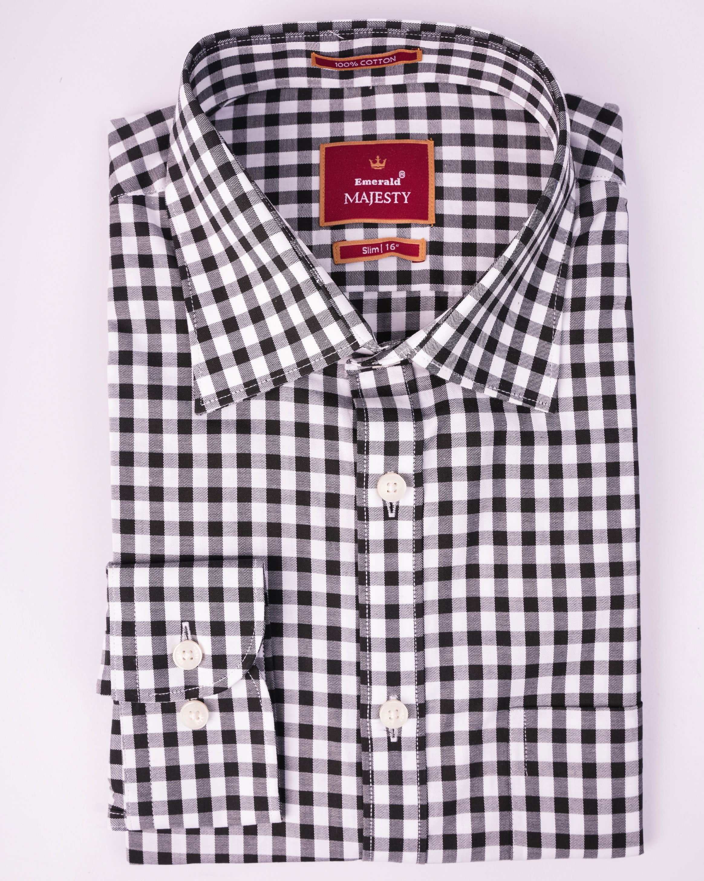 Emerald Majesty Checks Slim Fit - Black