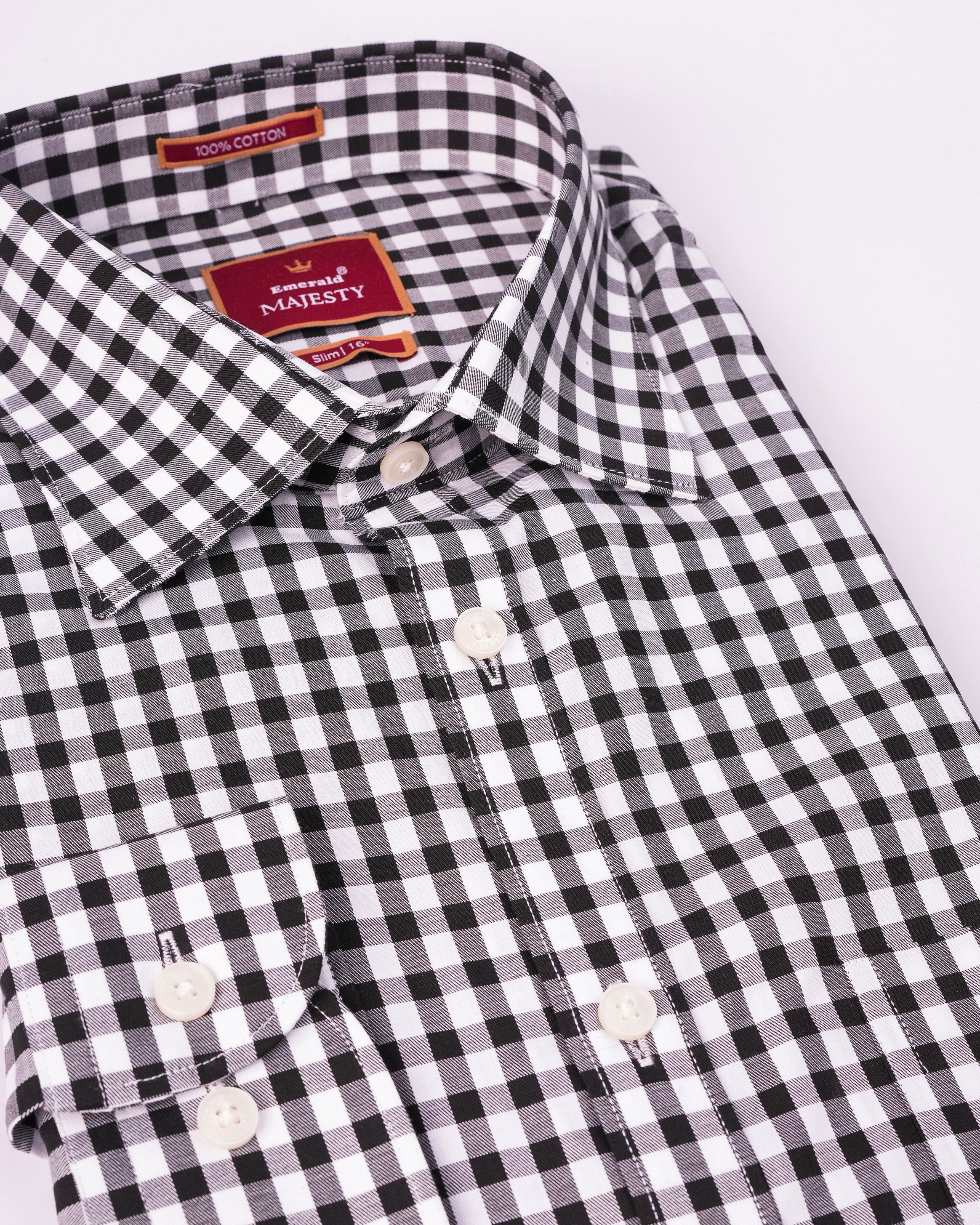 Emerald Majesty Checks Slim Fit - Black