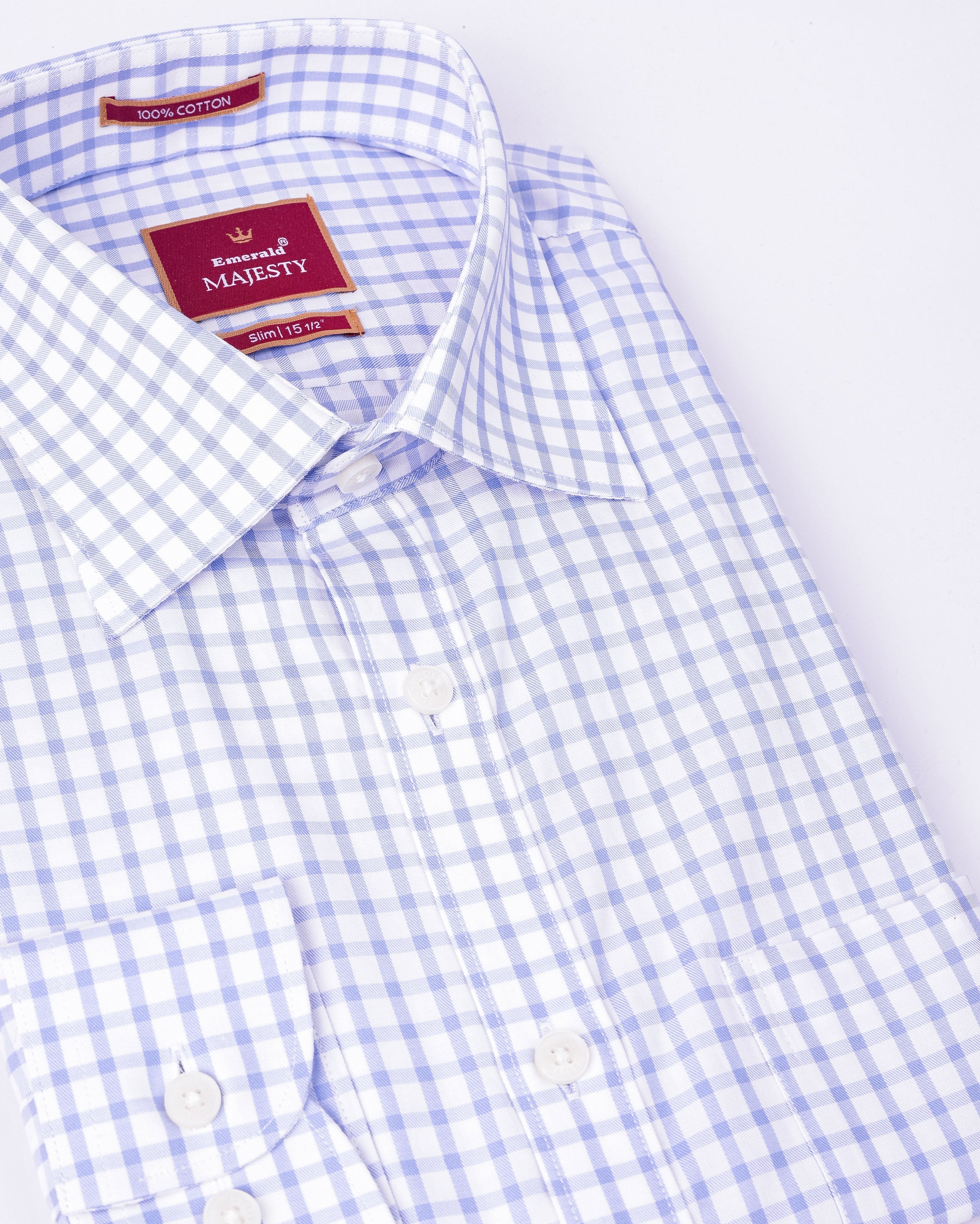 Emerald Majesty Checks Slim Fit - Ampro Blue