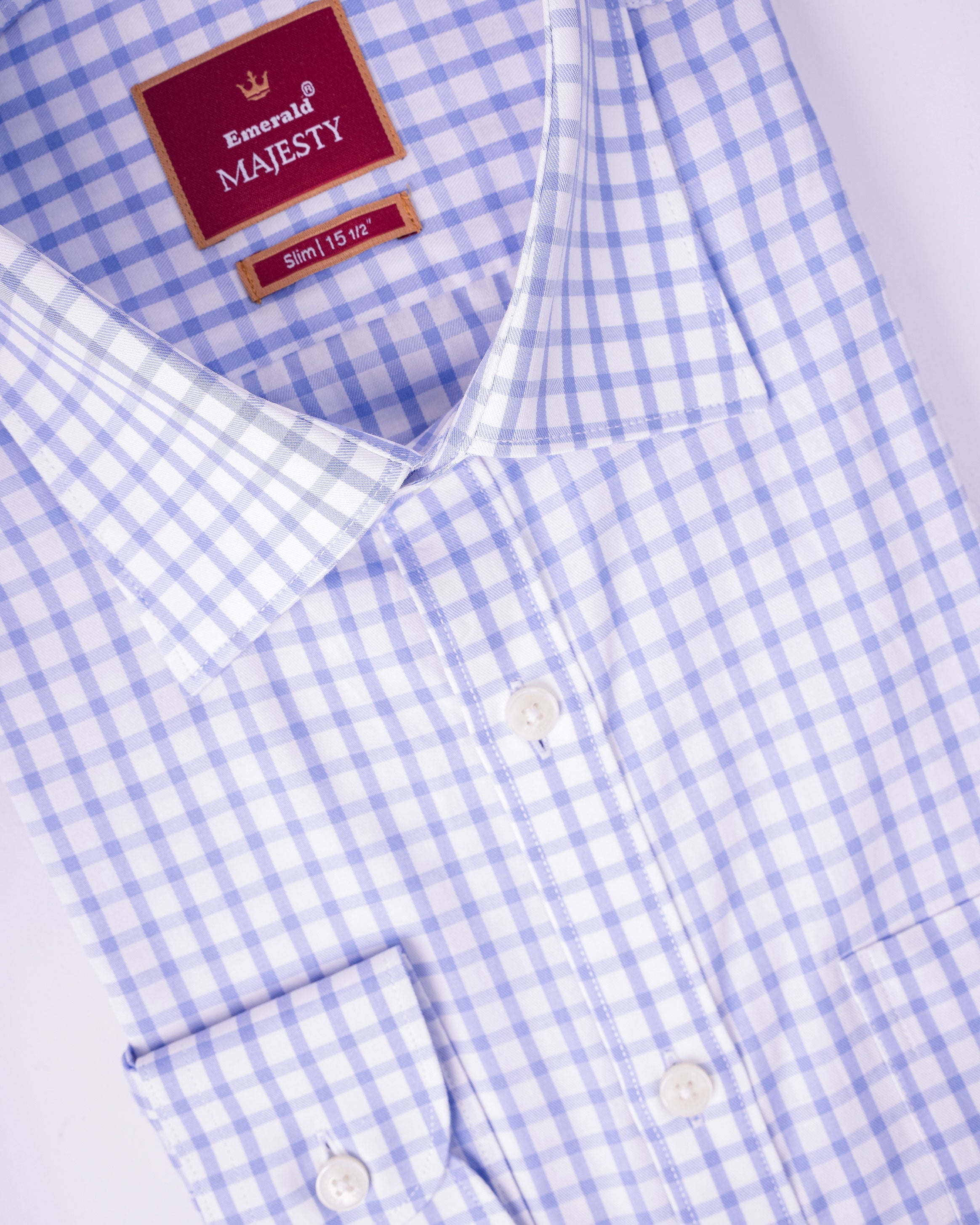 Emerald Majesty Checks Slim Fit - Ampro Blue