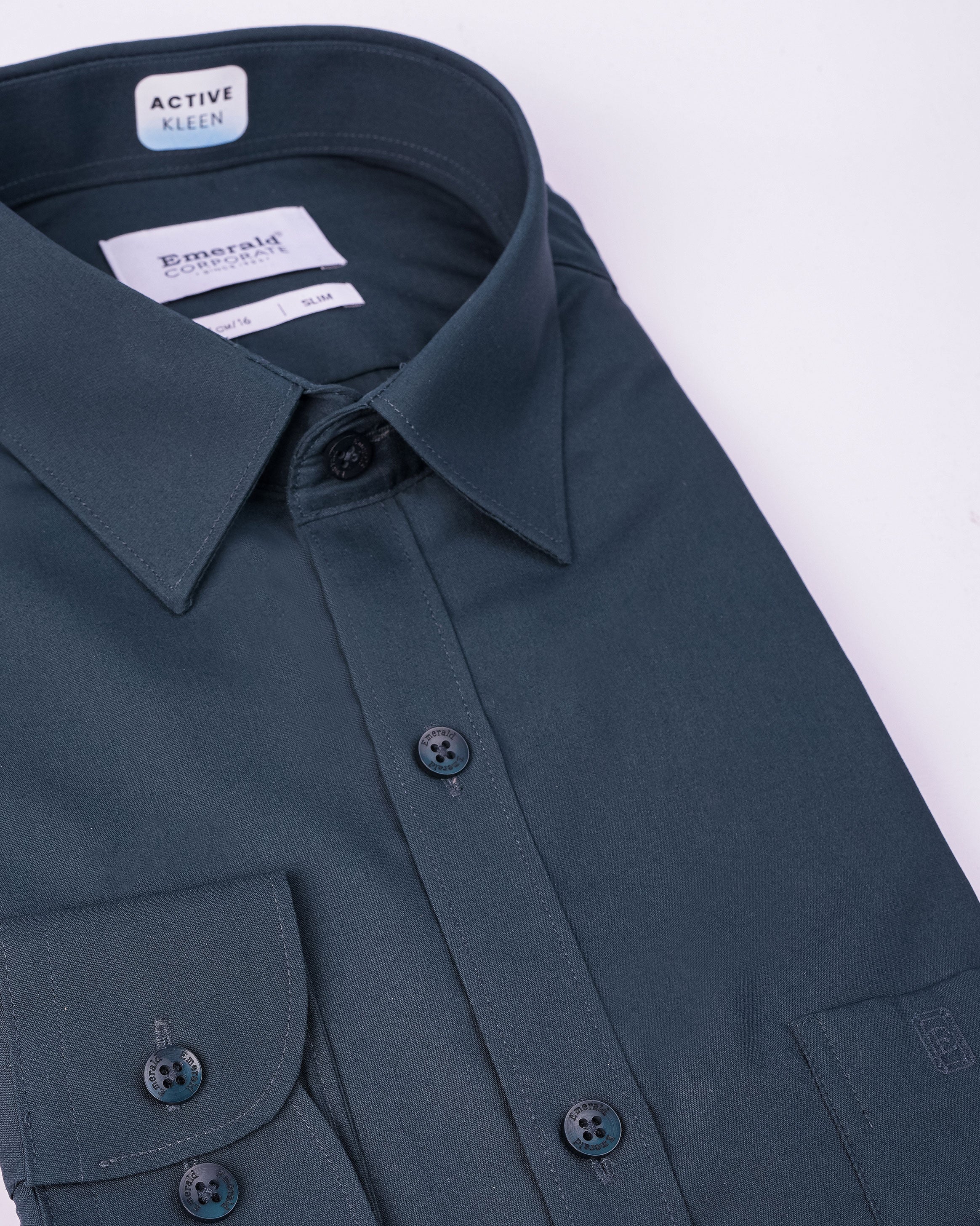 Emerald Corporate Active Kleen Plain Slim Fit - Green Storm
