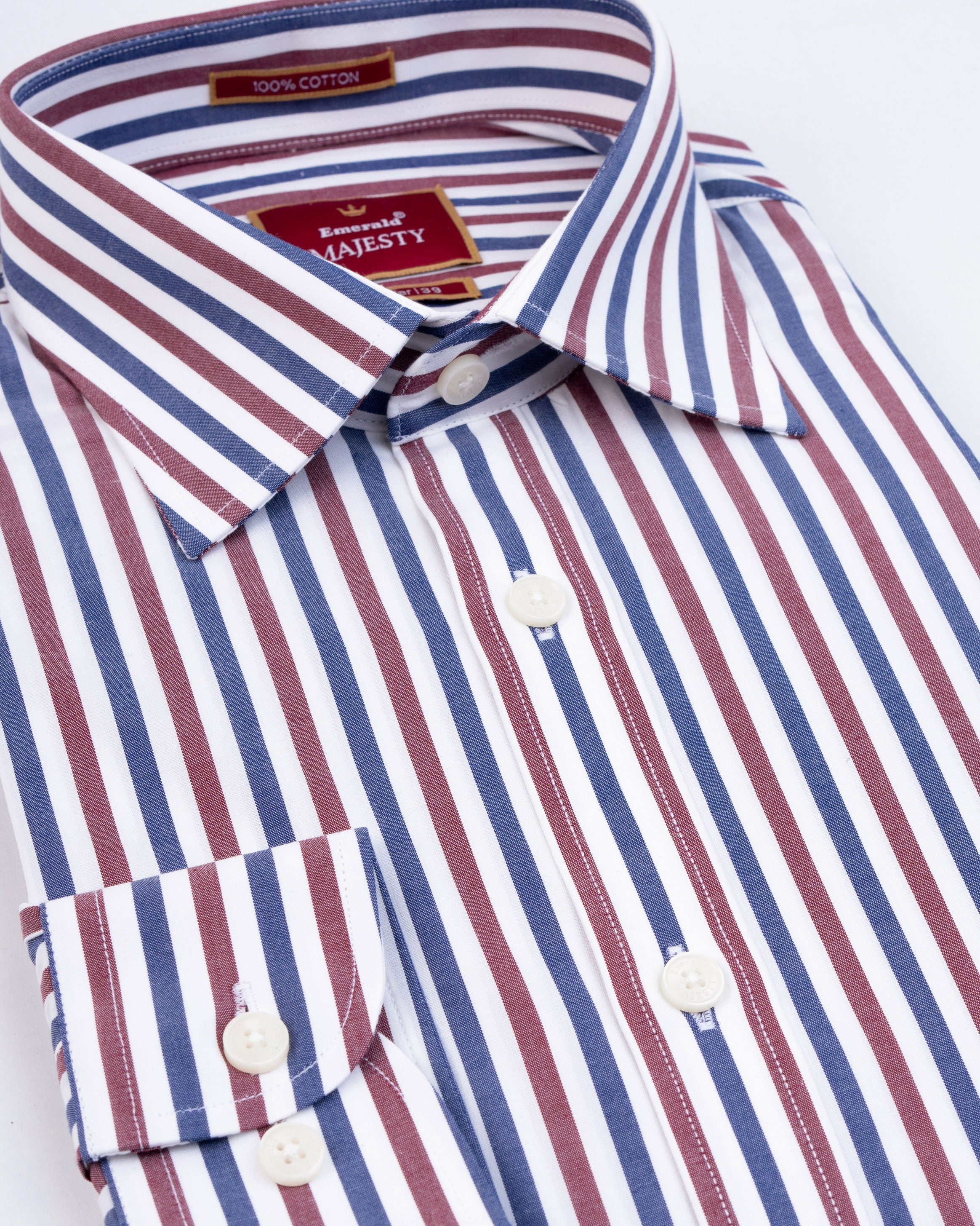 Emerald Majesty Stripe Slim Fit-Plum Wine
