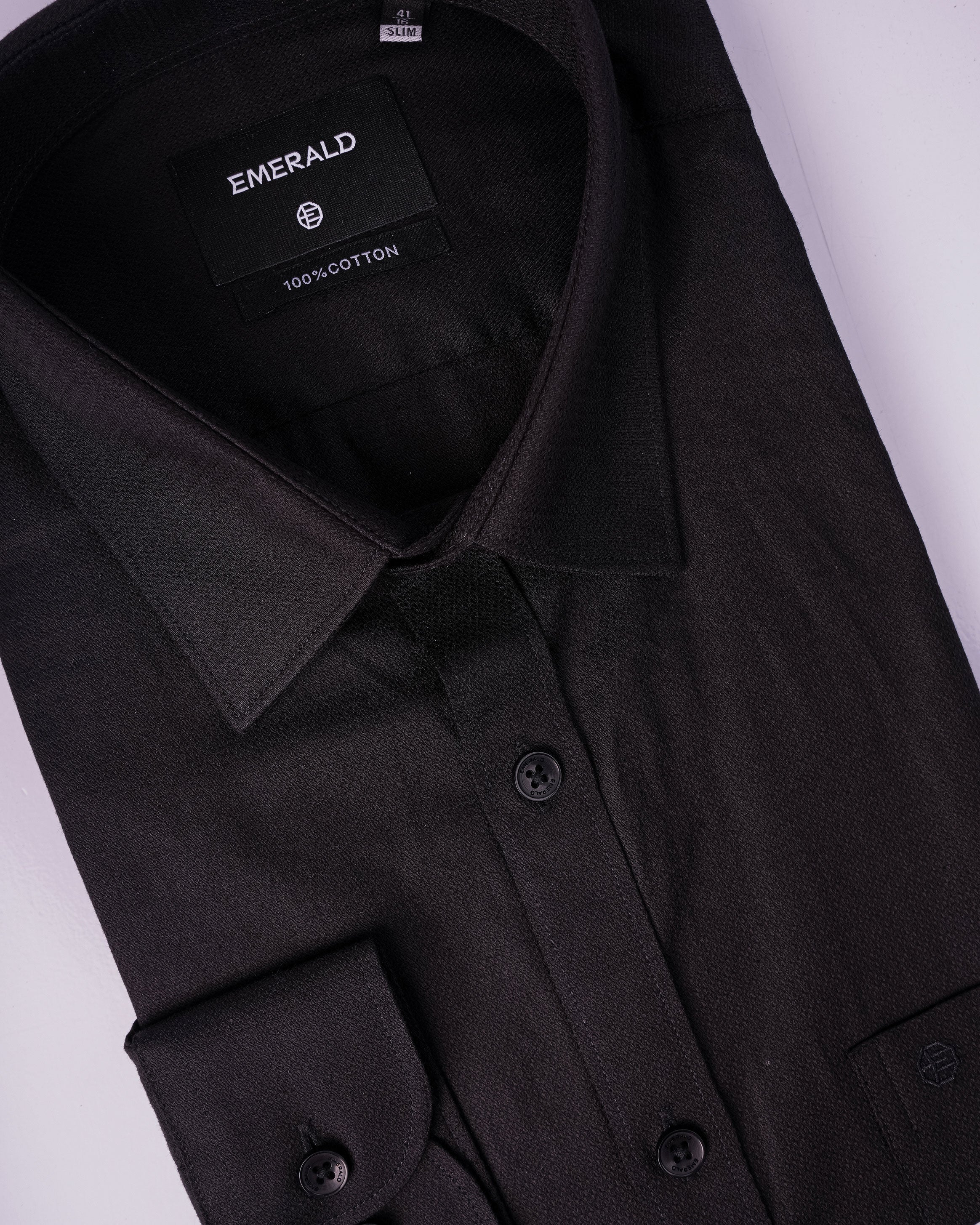 Emerald Formal Dobby Slim Fit - Black