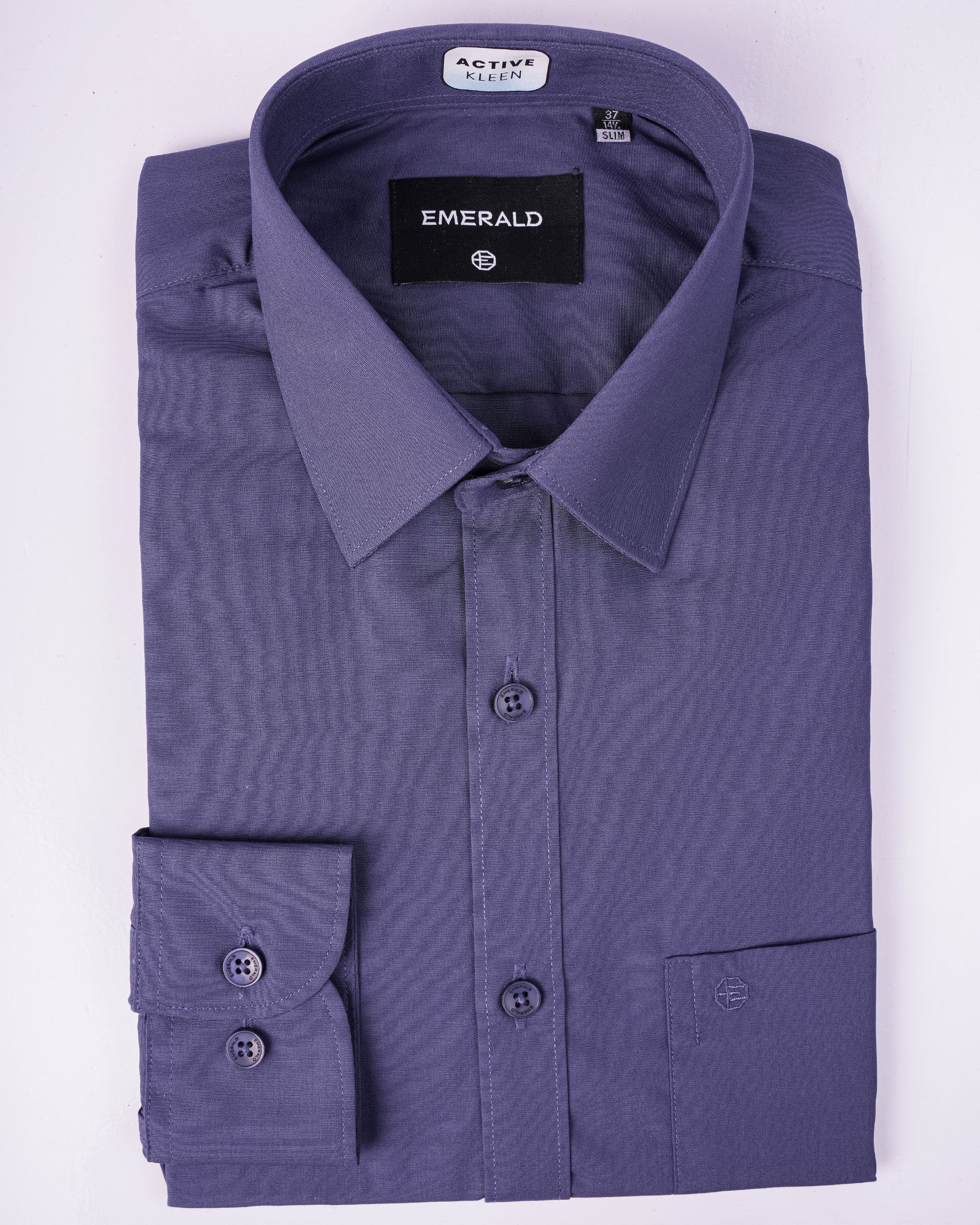 Emerald Corporate Active Kleen Plain Slim Fit - China Blue