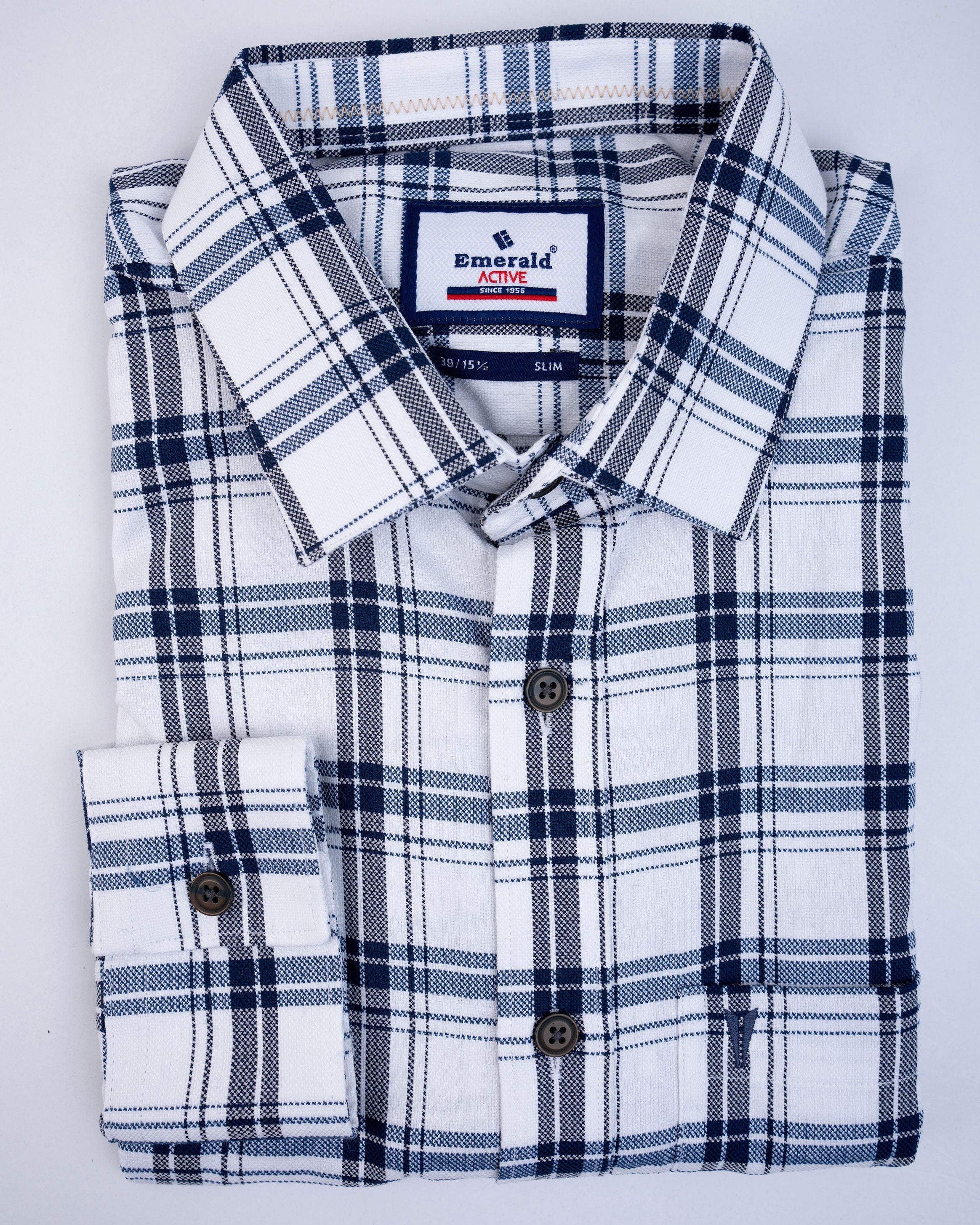 Emerald Active Checks Slim Fit-Jet Set