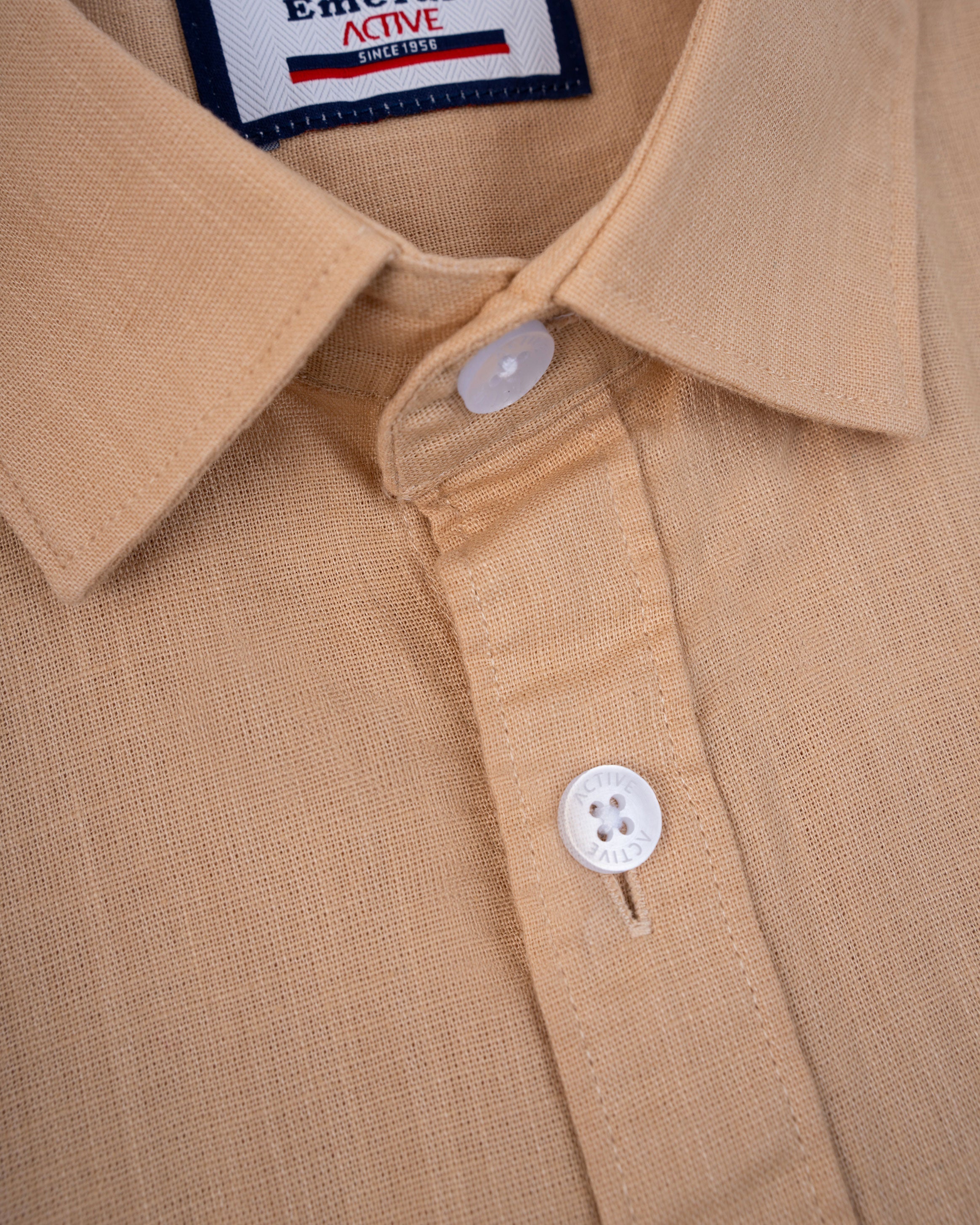 Emerald Active Plain Slim Fit-Beige