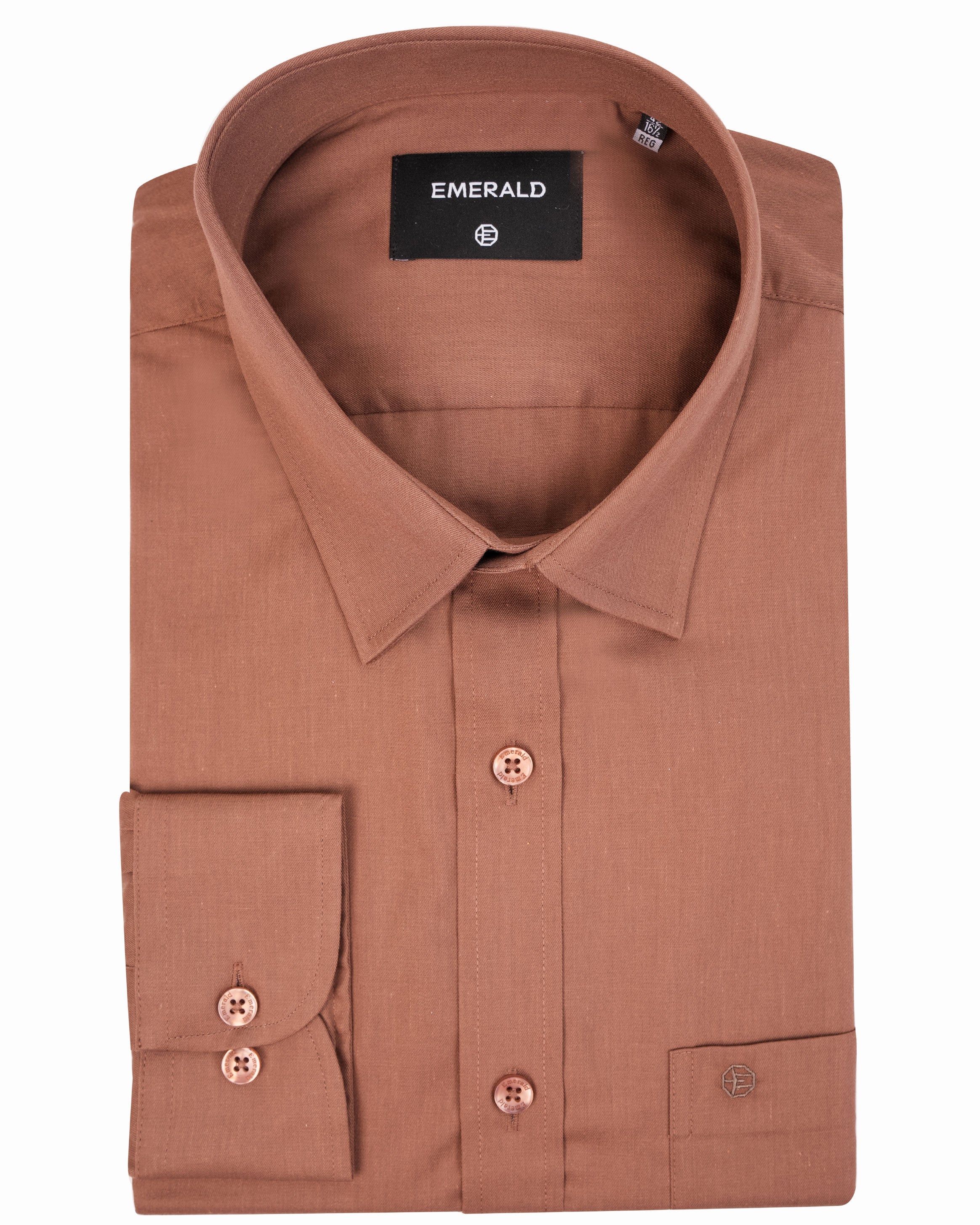 Emerald Formal Plain Regular Fit-Brown Cub