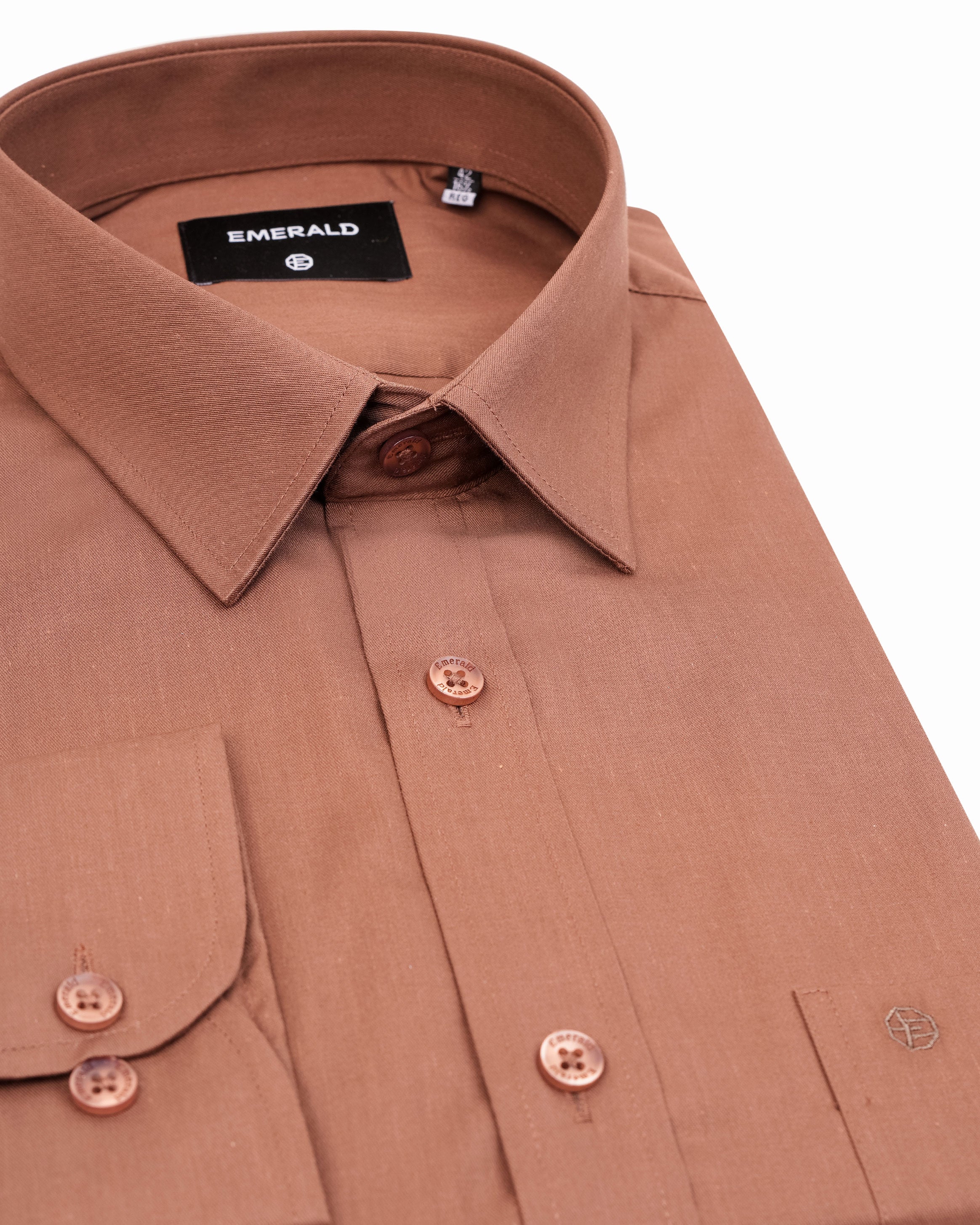 Emerald Formal Plain Regular Fit-Brown Cub