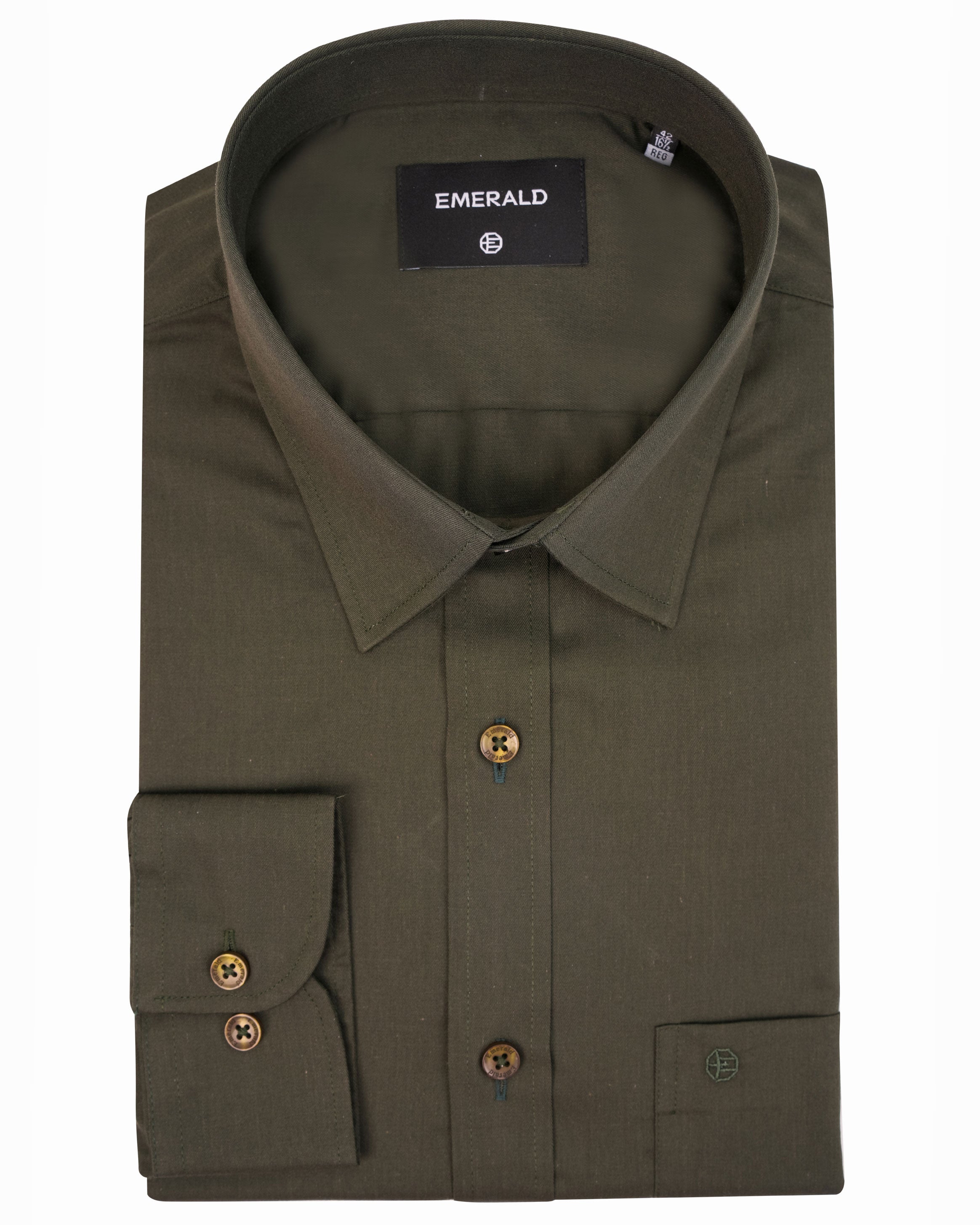 Emerald Formal Plain Regular Fit-Olive
