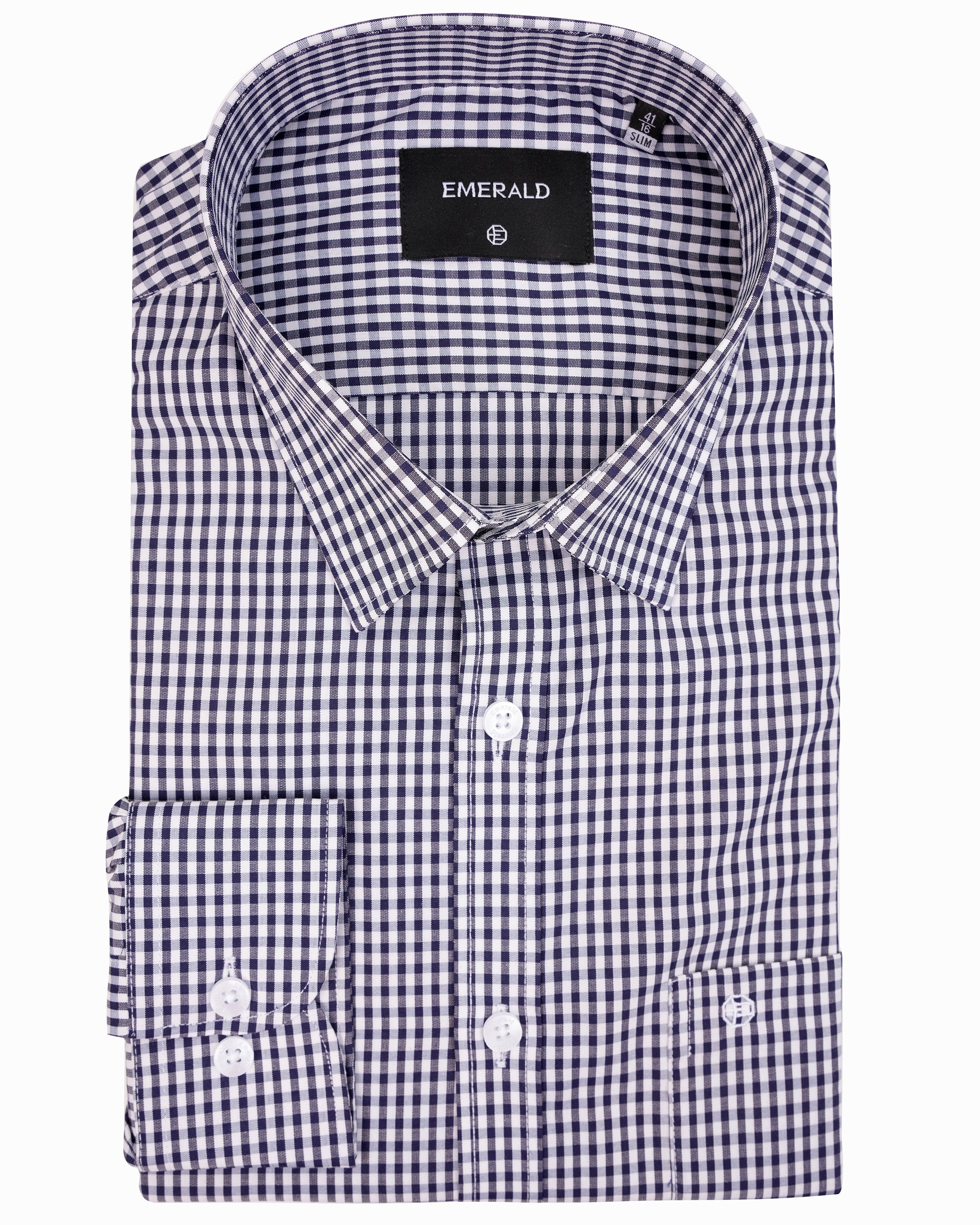 Emerald Formal Checks Slim Fit-Dark Denim