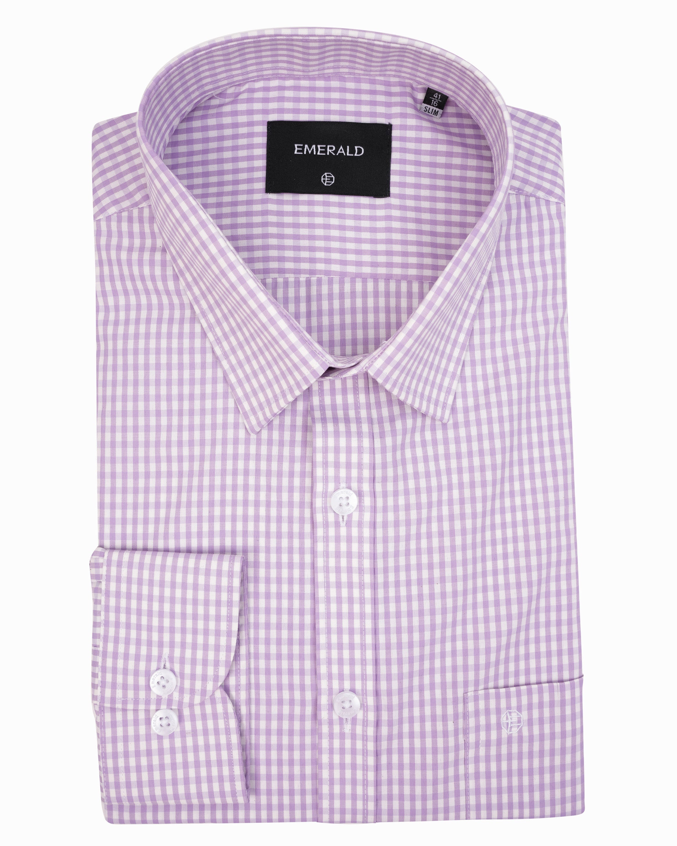 Emerald Formal Checks Slim Fit-Medium Violet