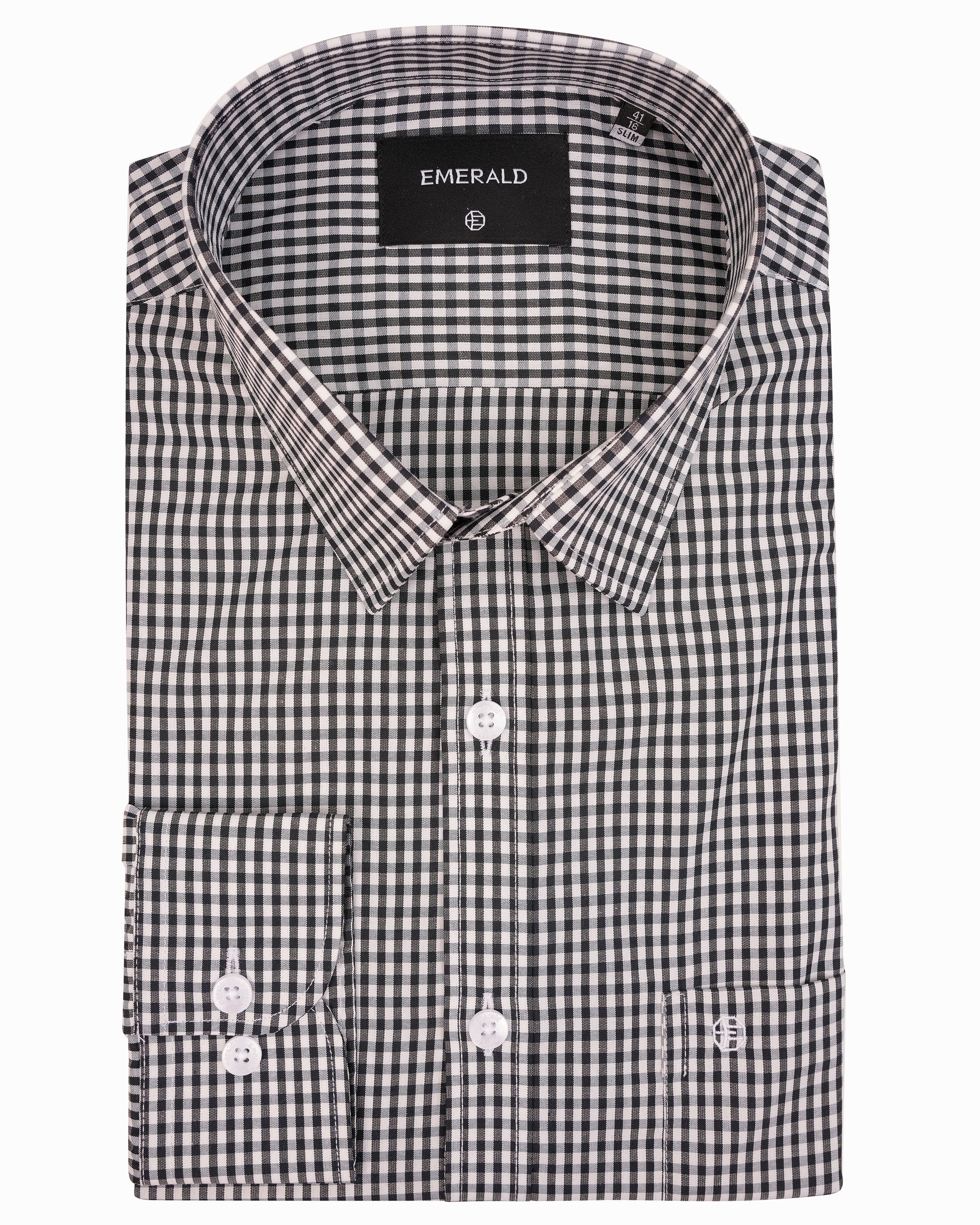 Emerald Formal Checks Slim Fit-Black