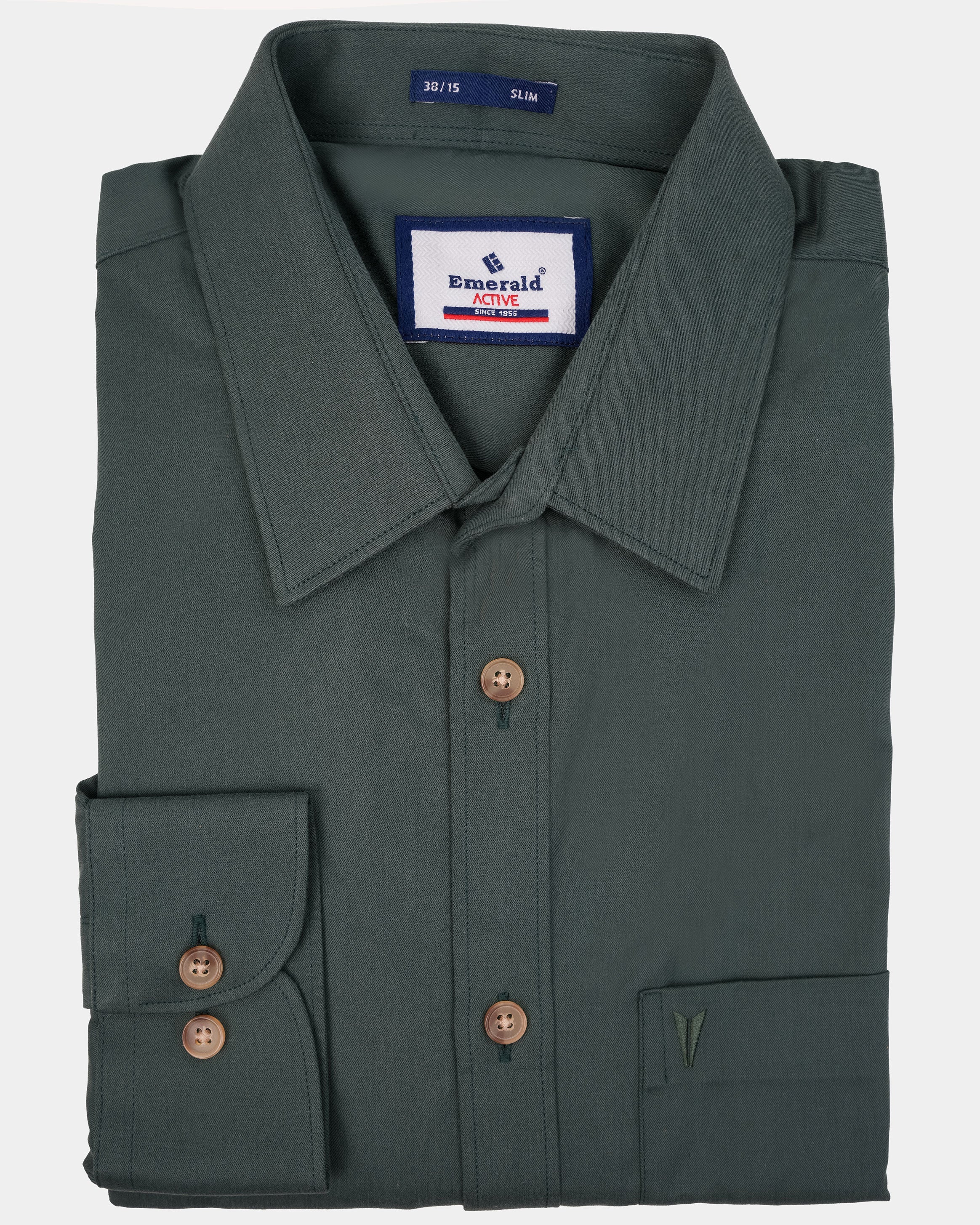Emerald Active Plain Slim Fit-Pine