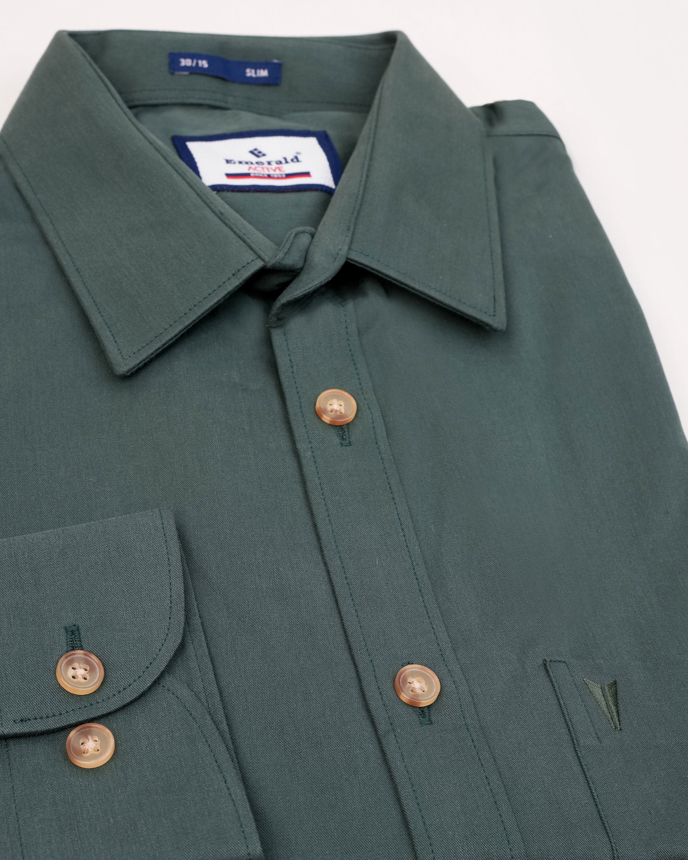 Emerald Active Plain Slim Fit-Pine