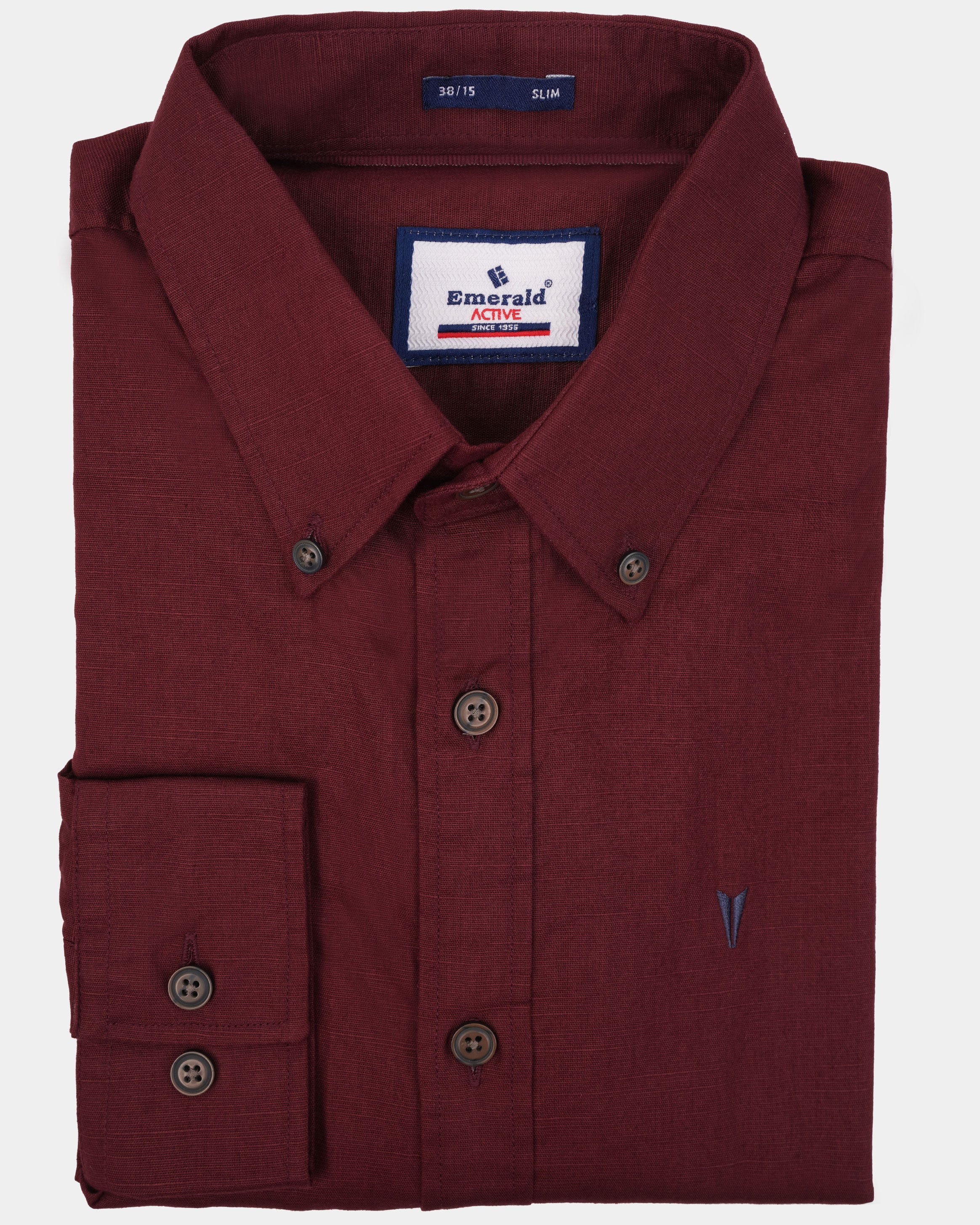 Emerald Active Linen Looks Slim Fit-Plum Wine
