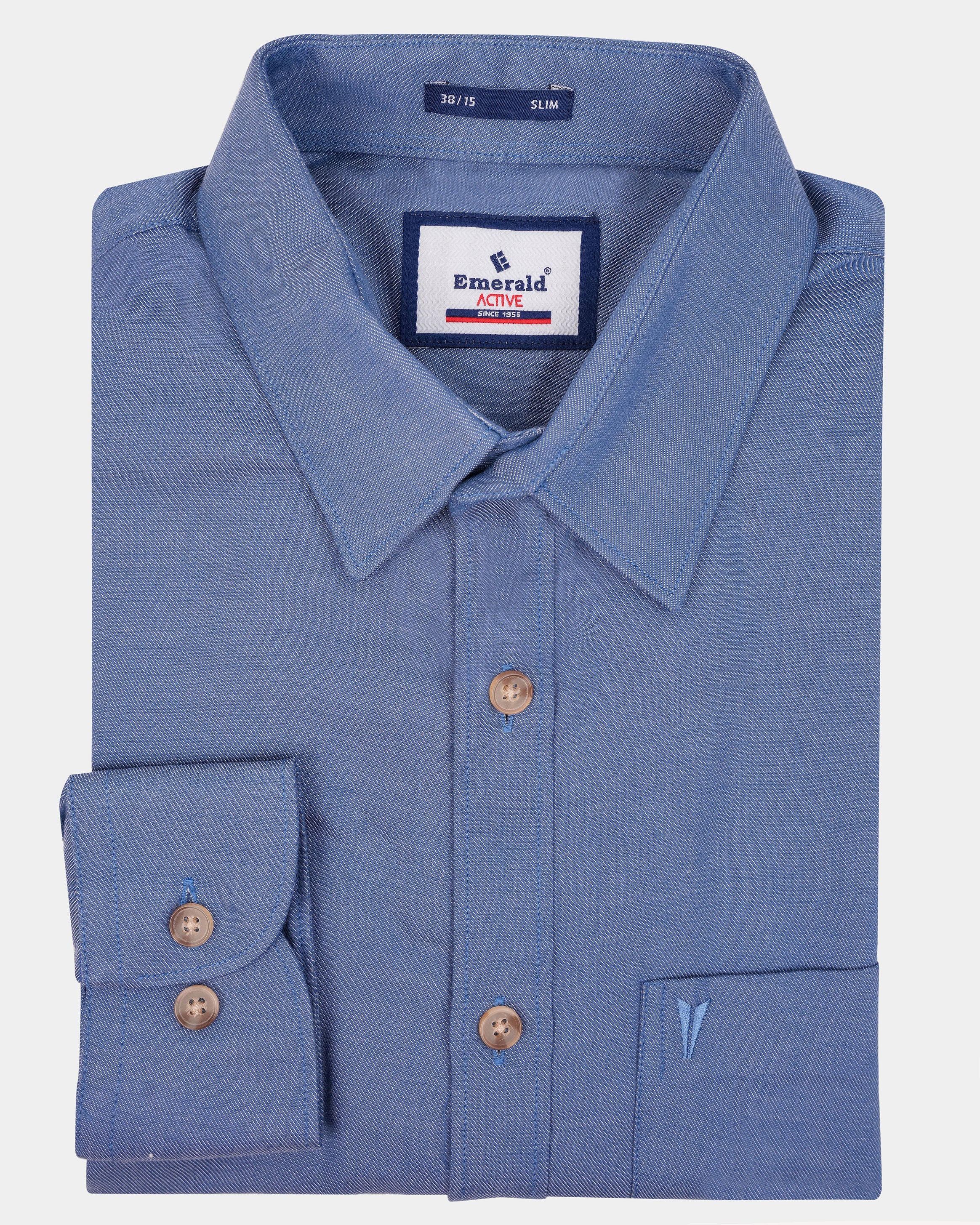 Emerald Active Plain Slim Fit-Blue