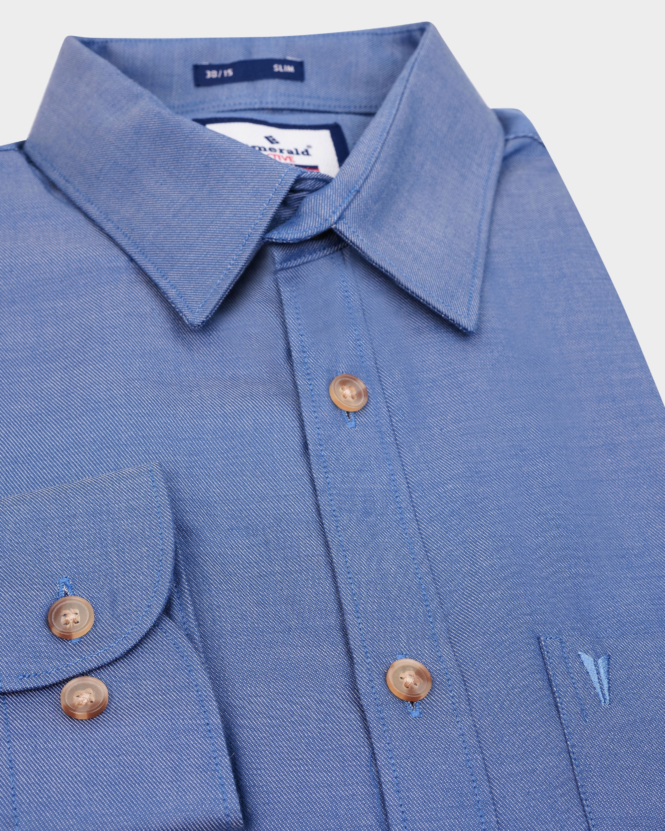 Emerald Active Plain Slim Fit-Blue