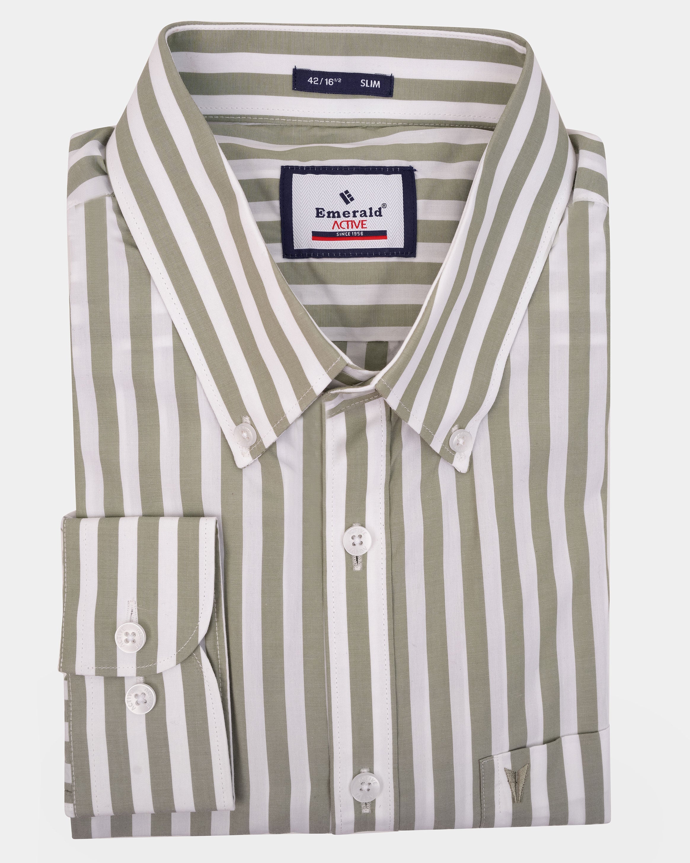 Emerald Active Stripe Slim Fit-Grass Hopper
