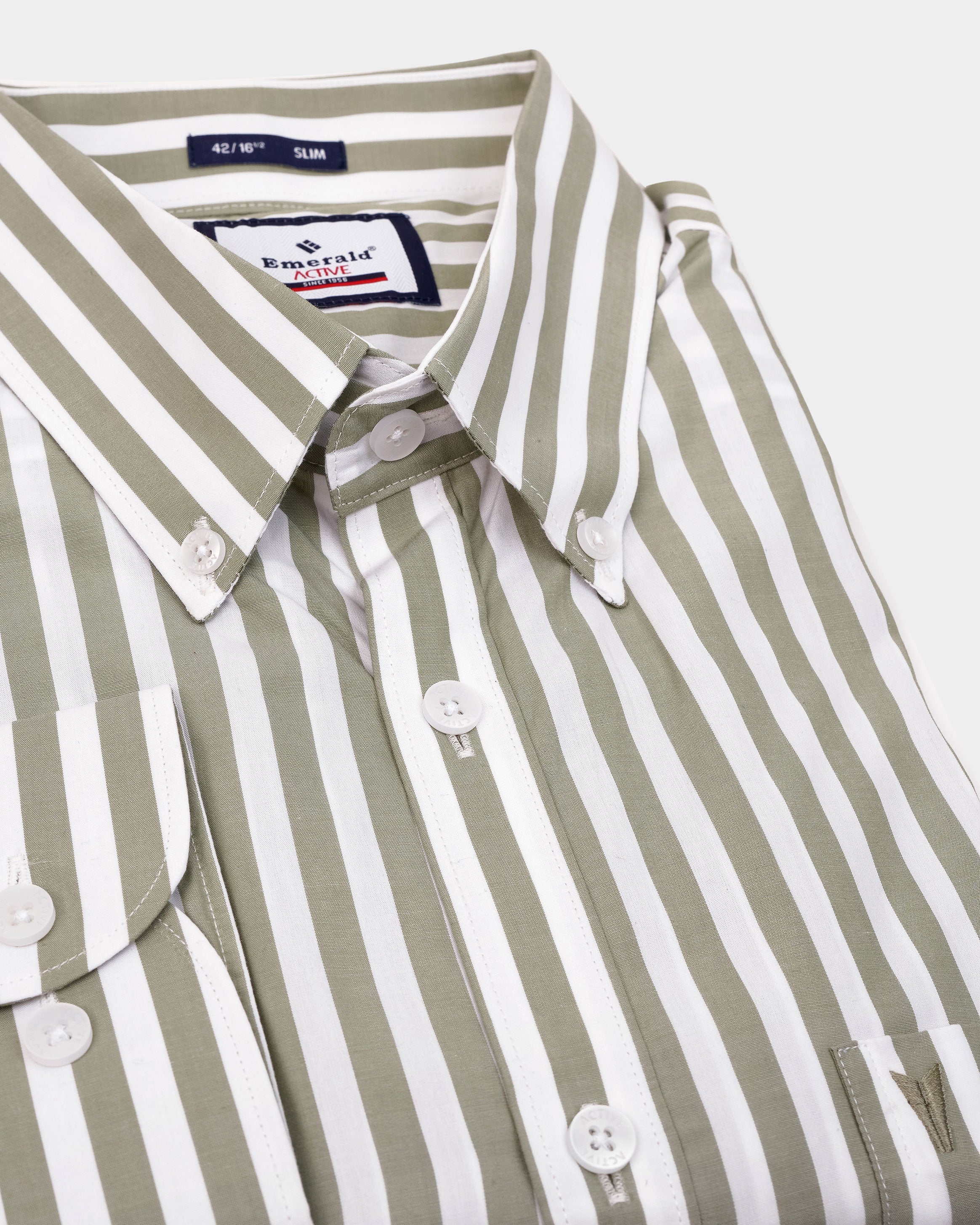 Emerald Active Stripe Slim Fit-Grass Hopper