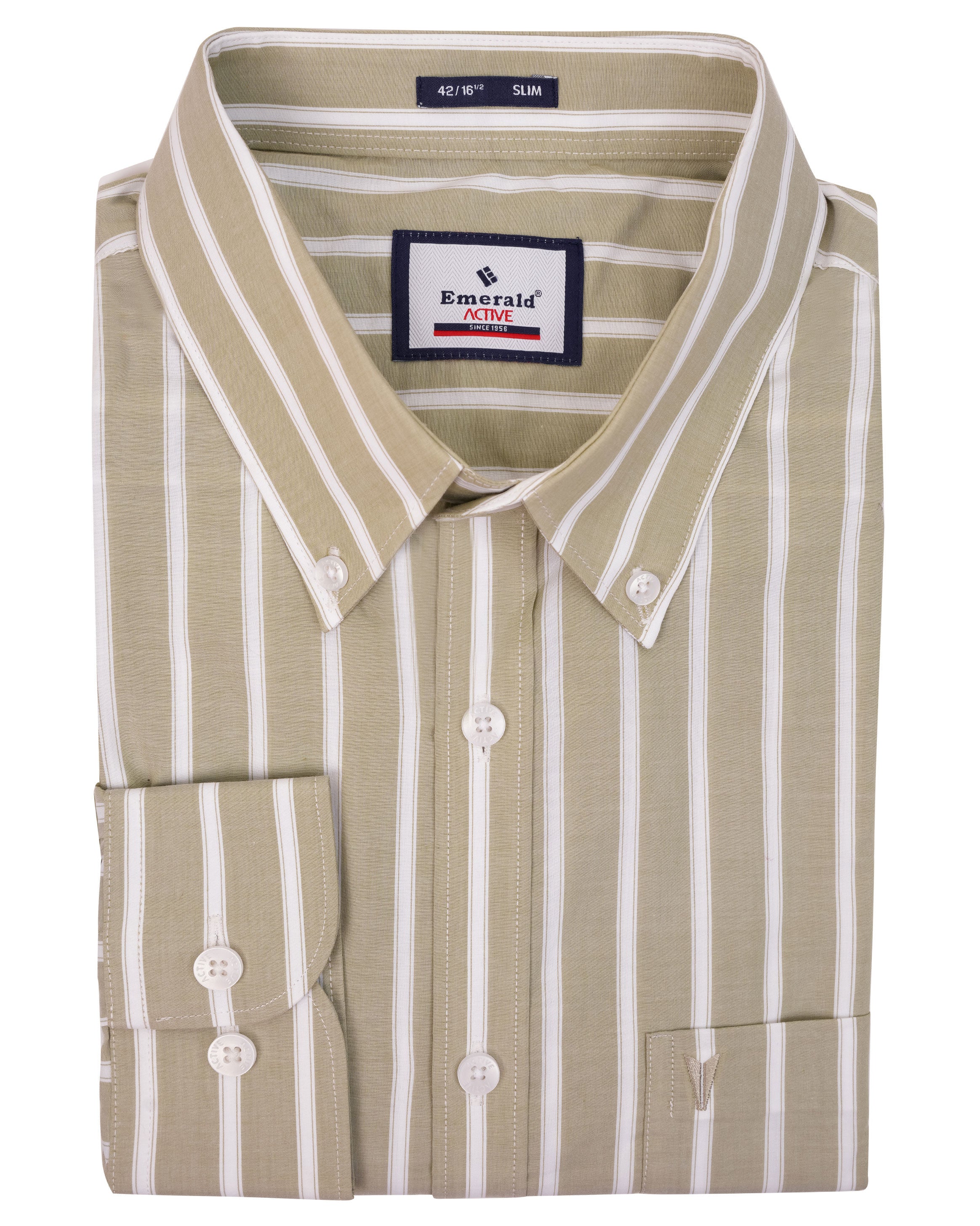Emerald Active Stripe Slim Fit-Olive