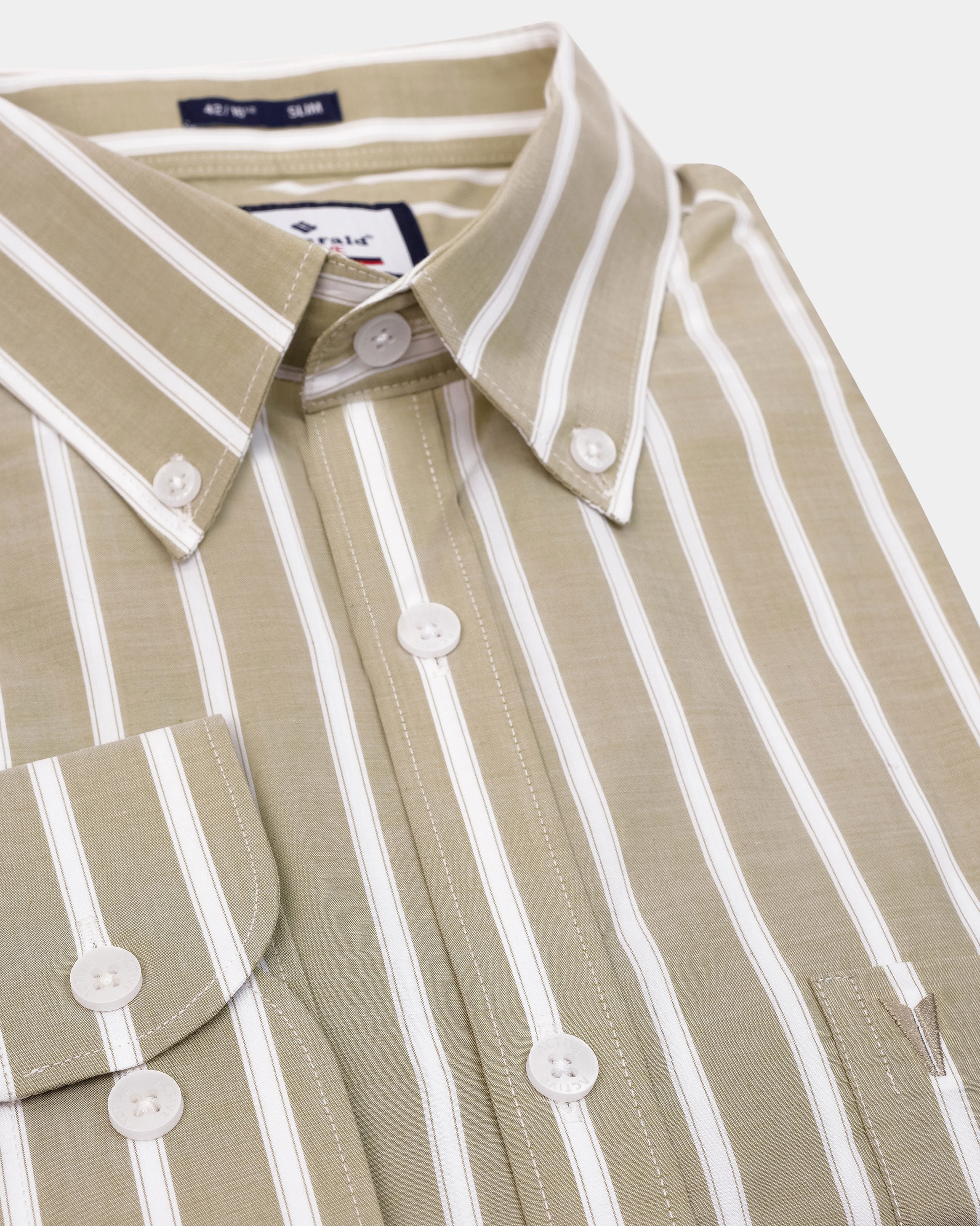 Emerald Active Stripe Slim Fit-Olive
