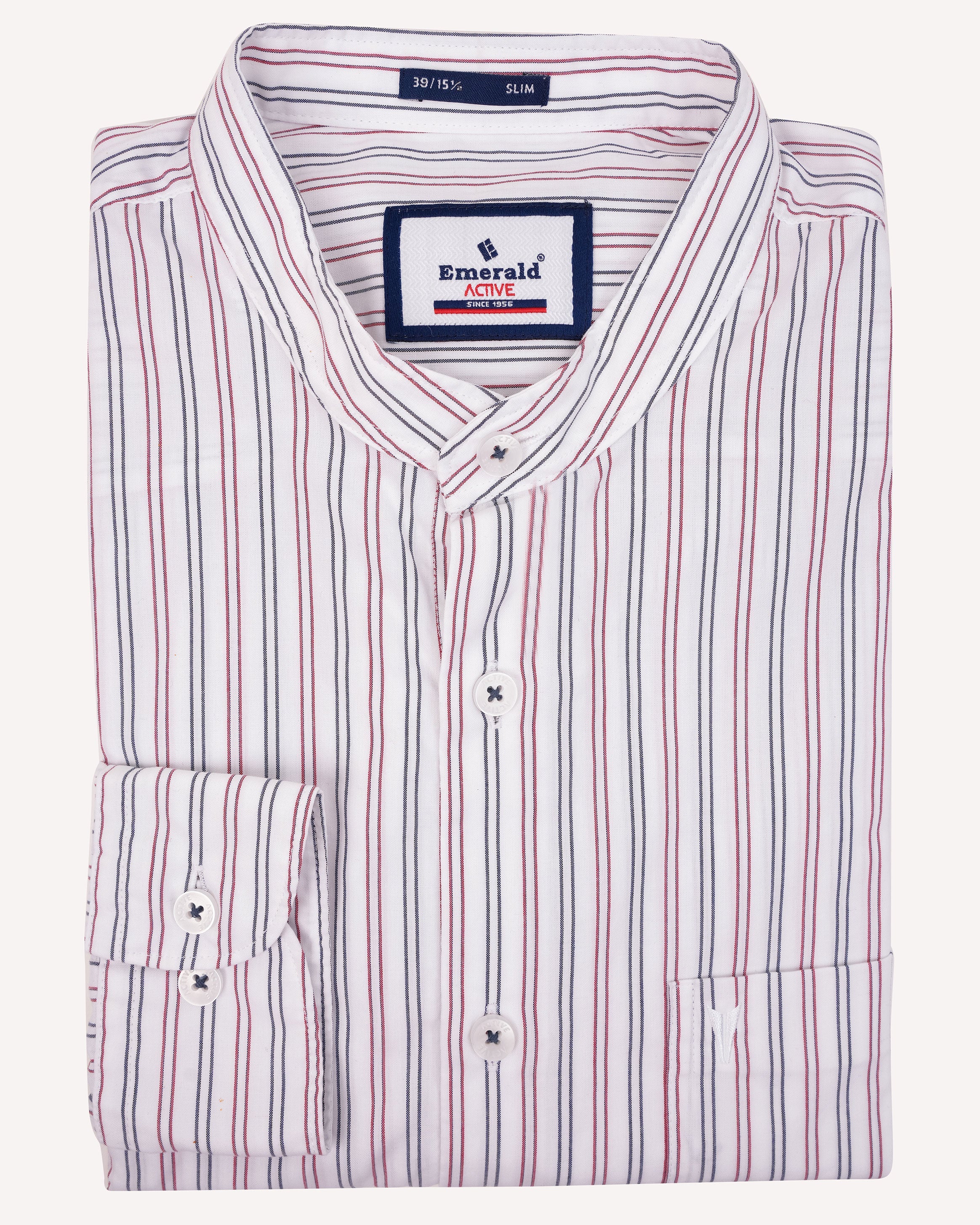 Emerald Active Stripe Slim Fit-Earth Red