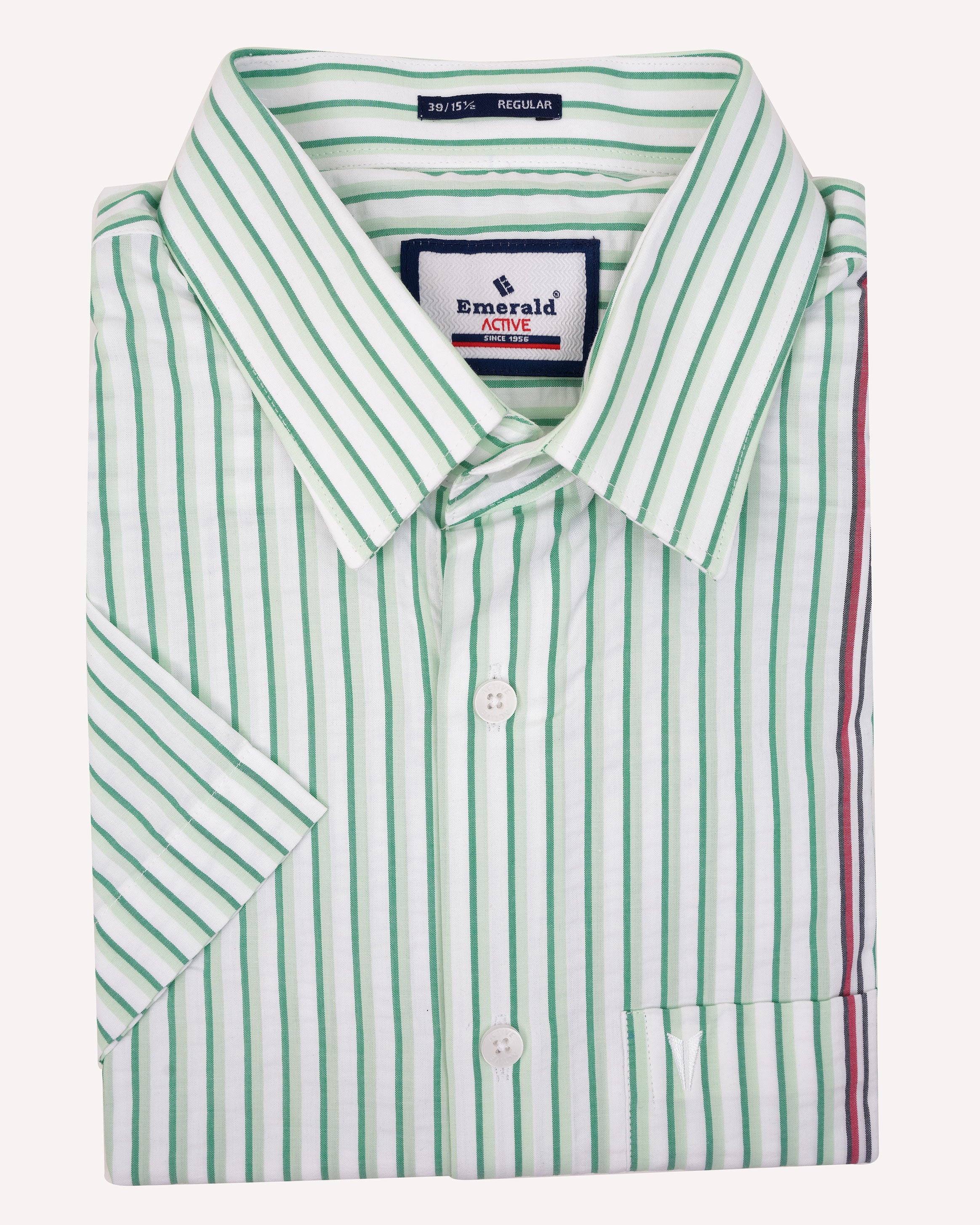 Emerald Active White Ground Stripe Regular Fit-Green Ambrosia