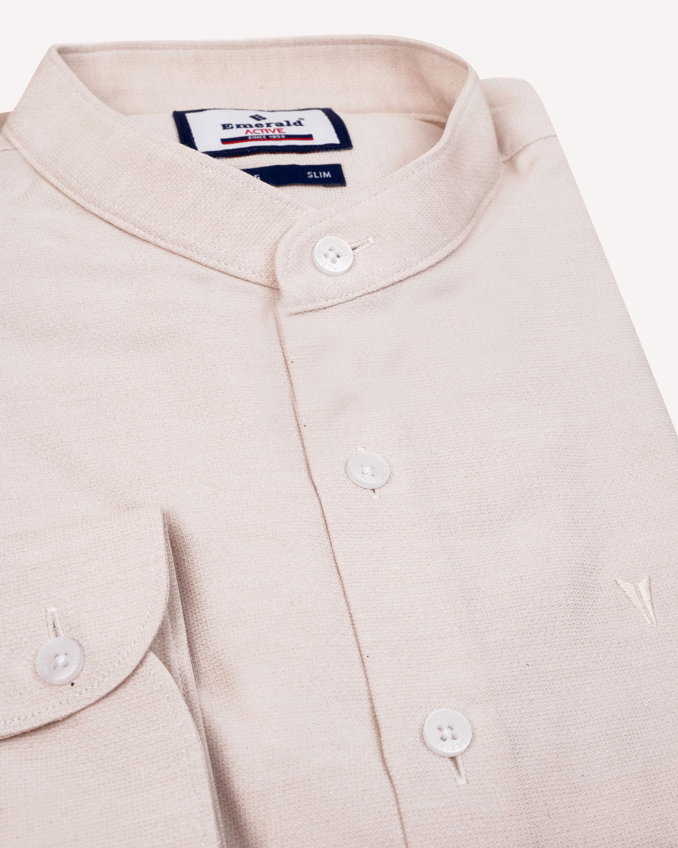 Emerald Active Dobby Slim Fit-Brown Eggnog