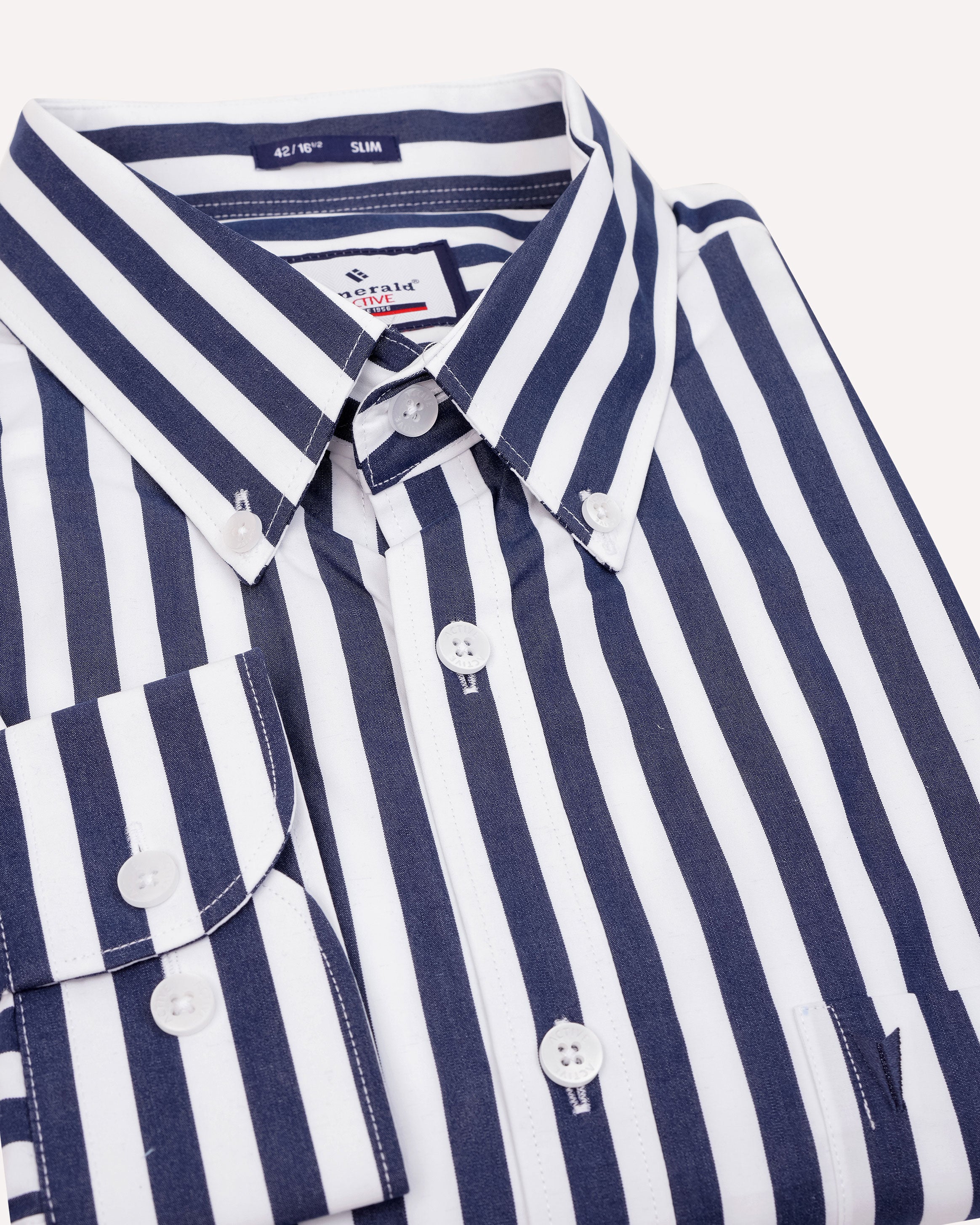 Emerald Active Stripe Slim Fit-Navy