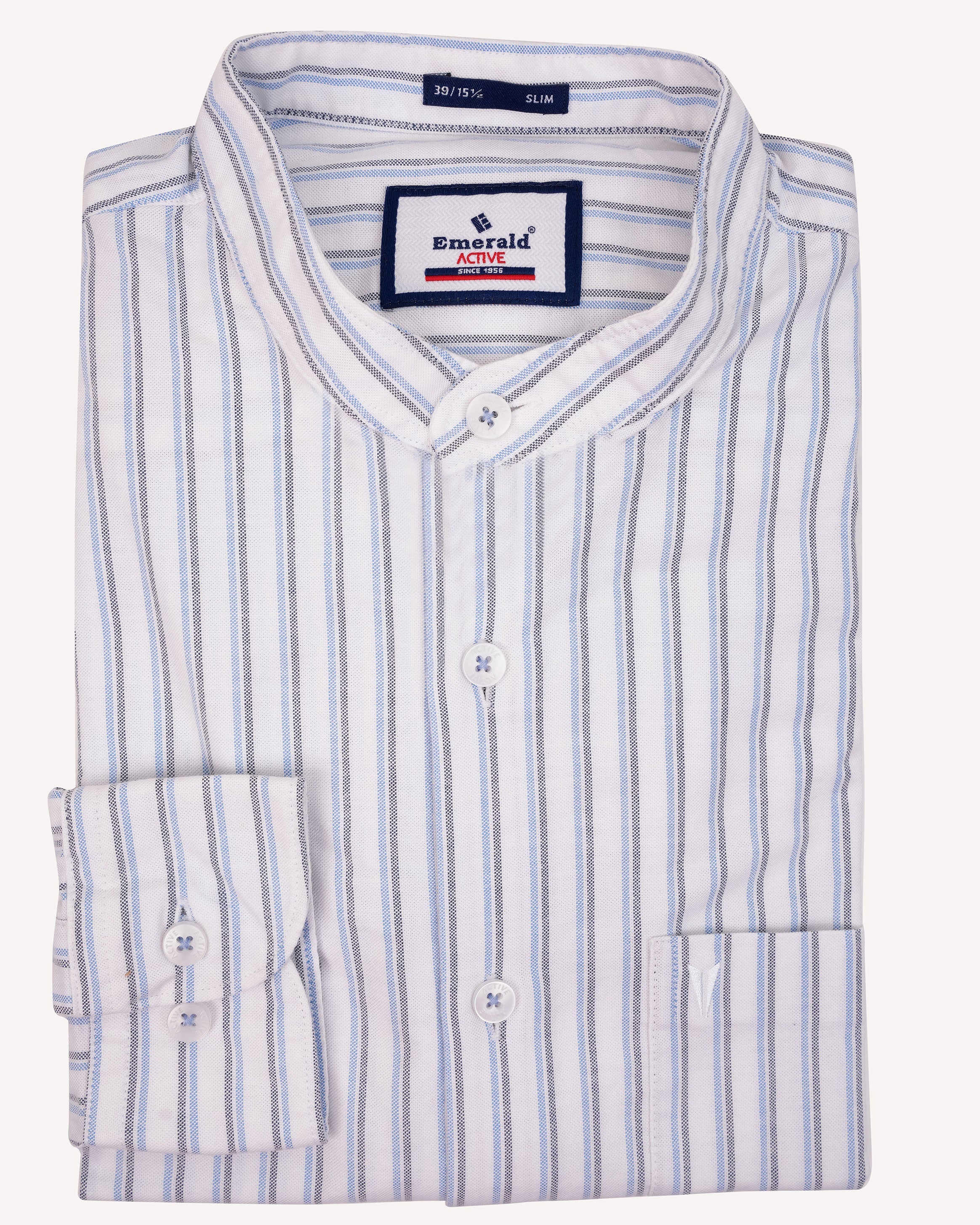 Emerald Active Stripe Slim Fit-Powder