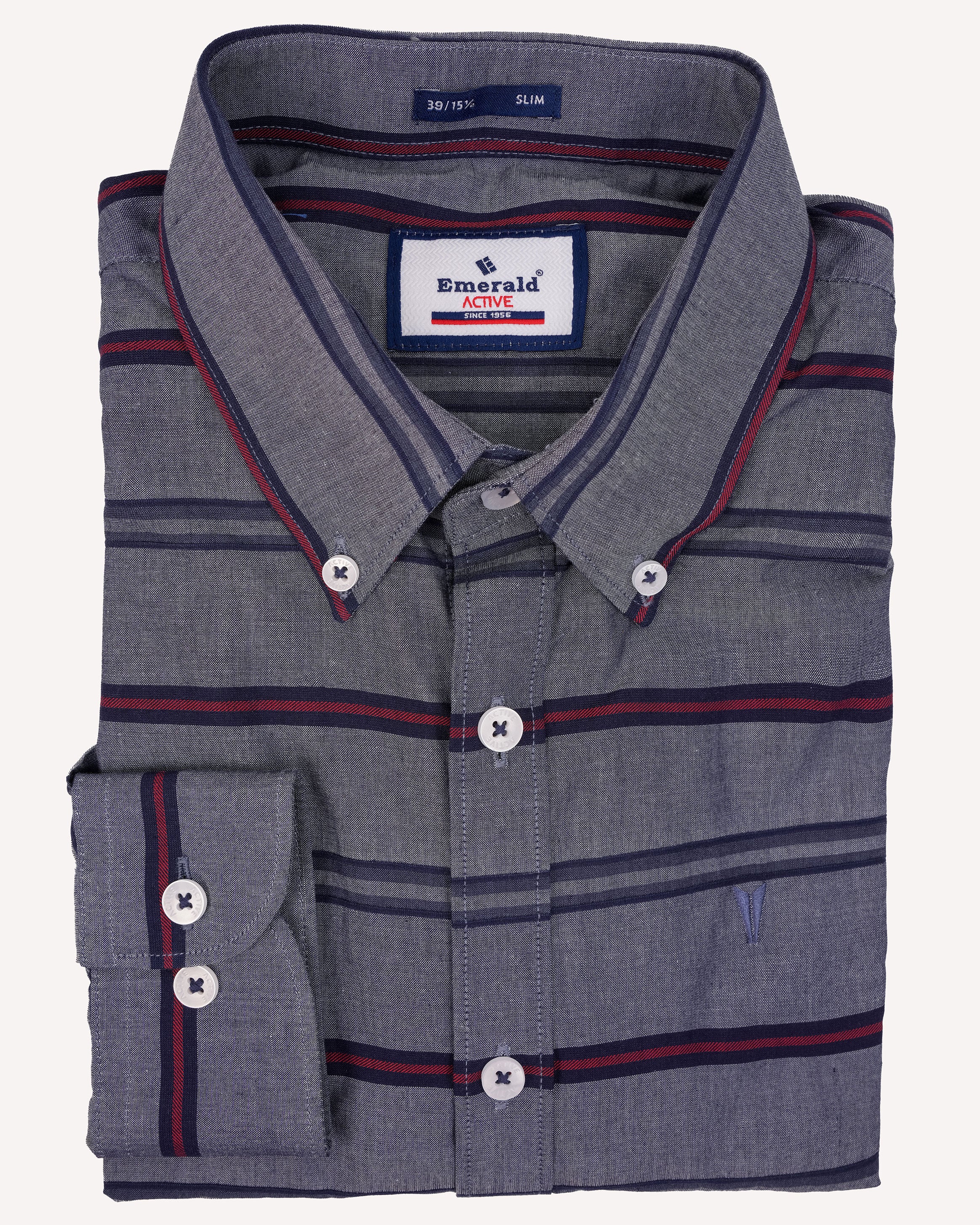 Emerald Active Stripe Slim Fit-Navy