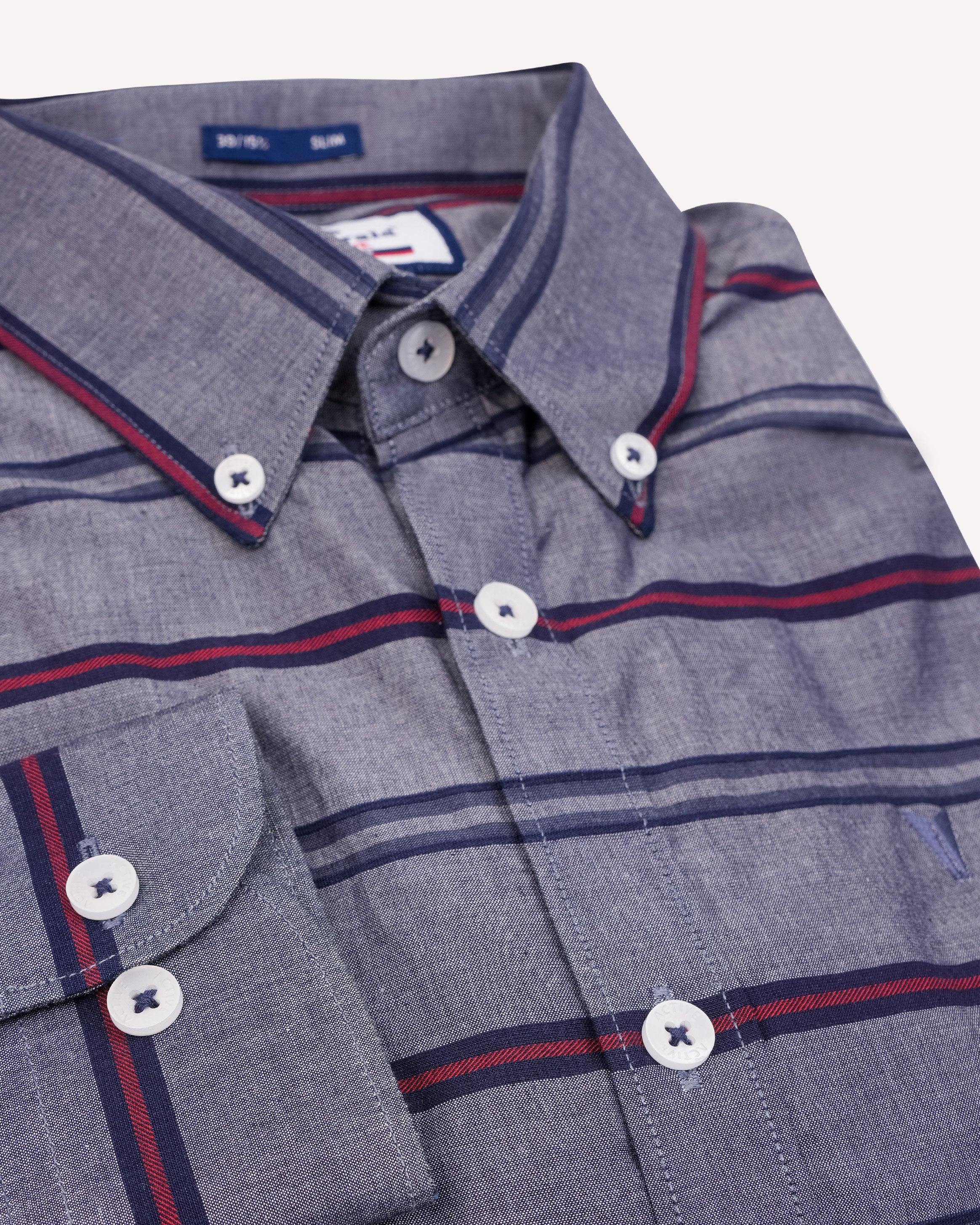 Emerald Active Stripe Slim Fit-Navy