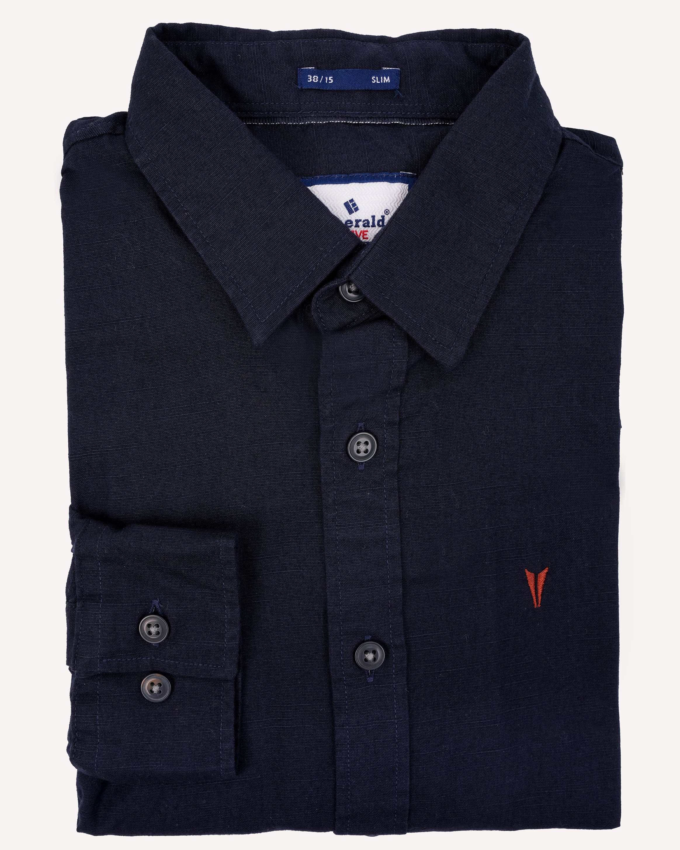 Emerald Active Linen Looks Slim Fit-Estate Blue