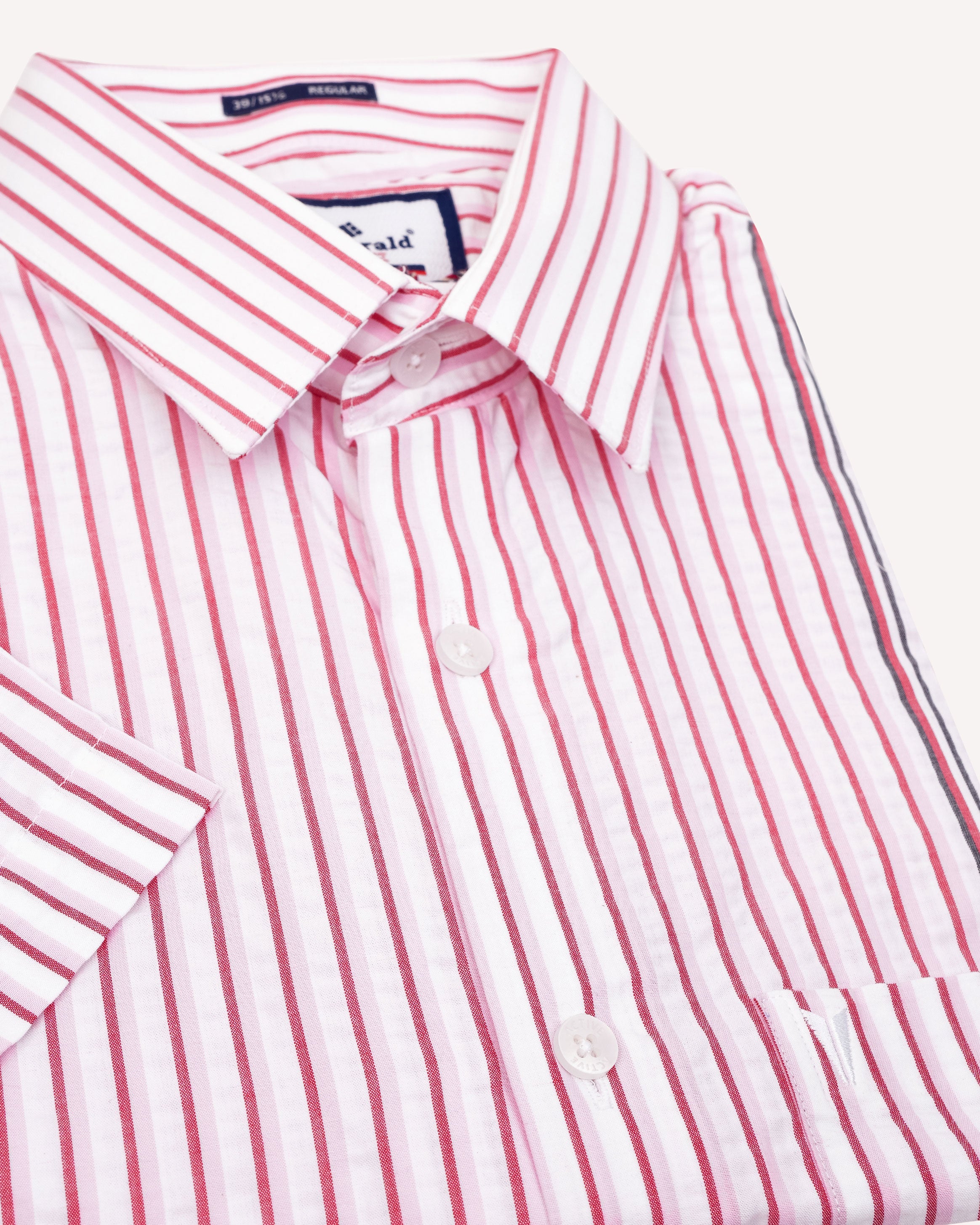 Emerald Active White Ground Stripe Regular Fit-Brick