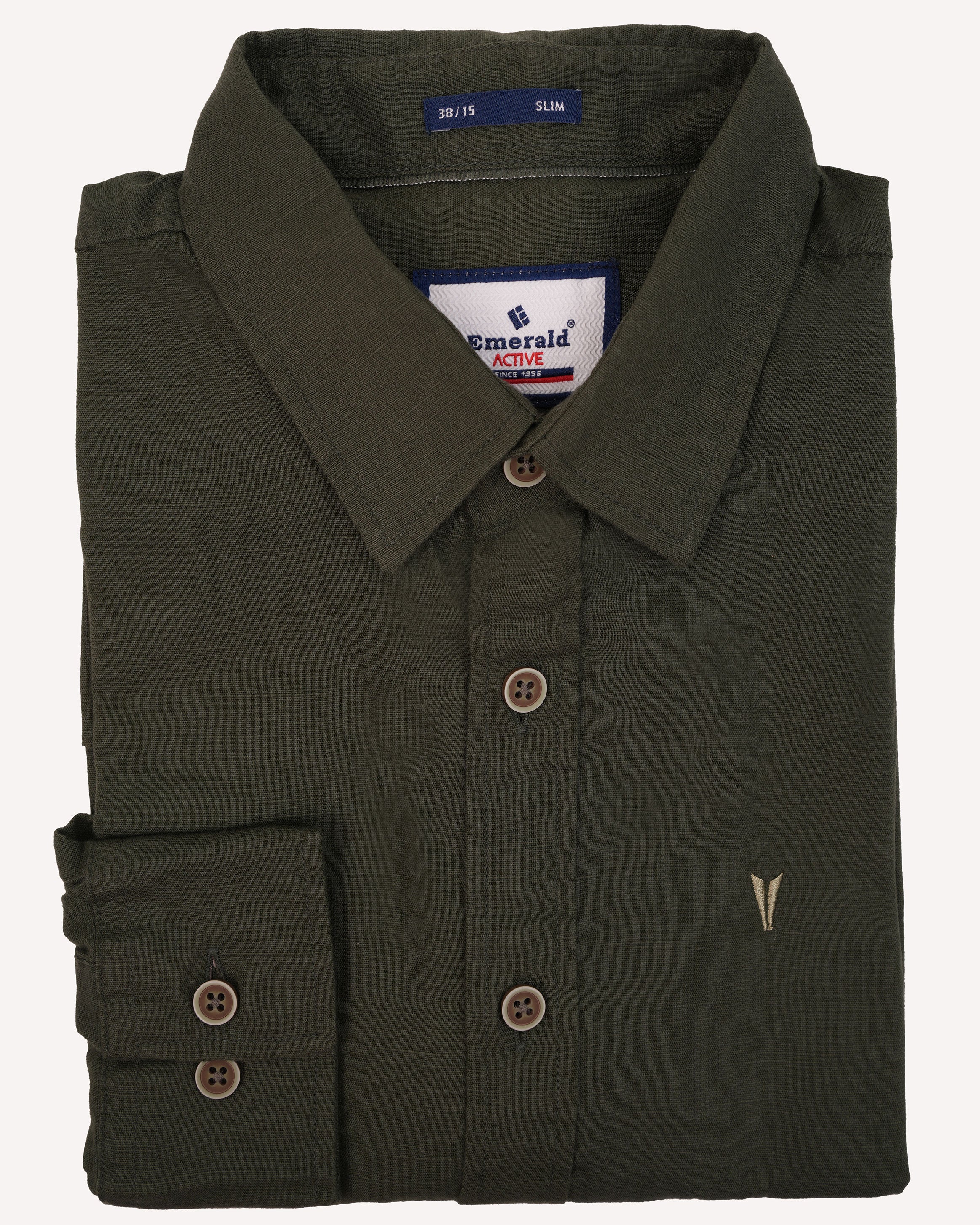 Emerald Active Linen Looks Slim Fit-Posy Green