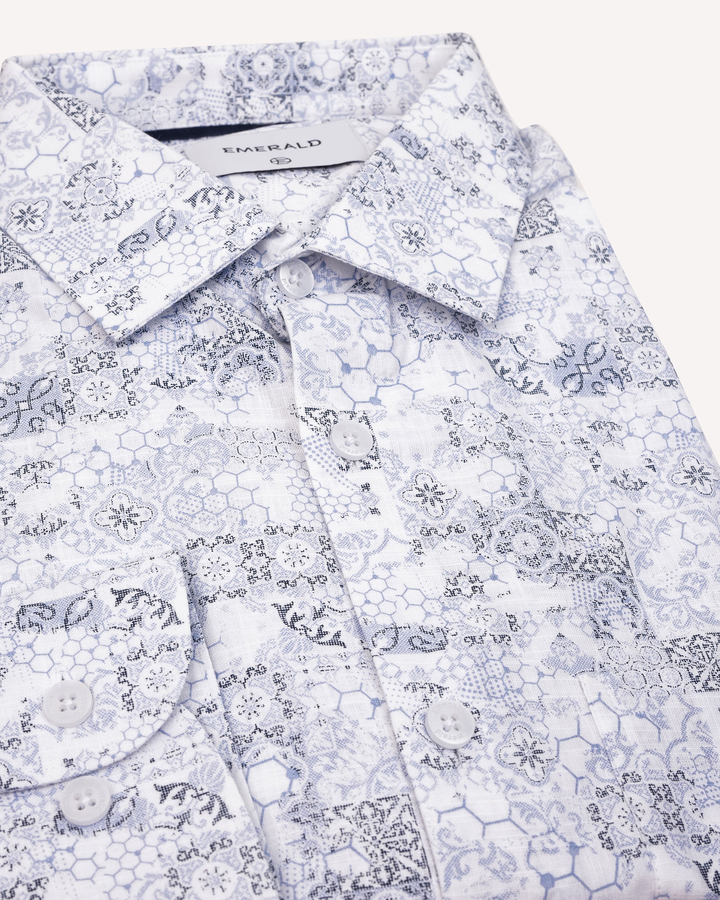 Emerald Casual Printed Slim Fit-China Blue