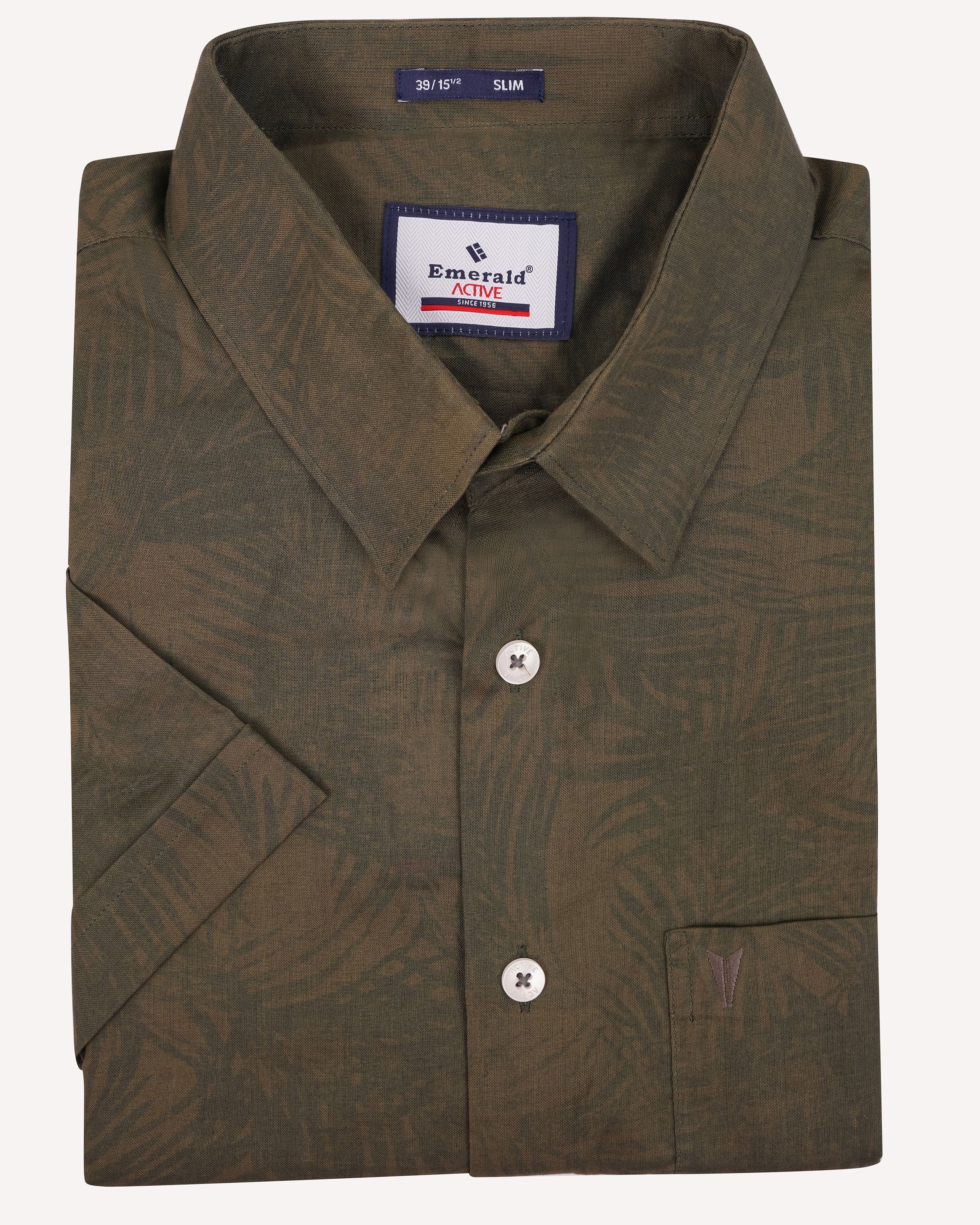 Emerald Active Printed Slim Fit-Green Treetop