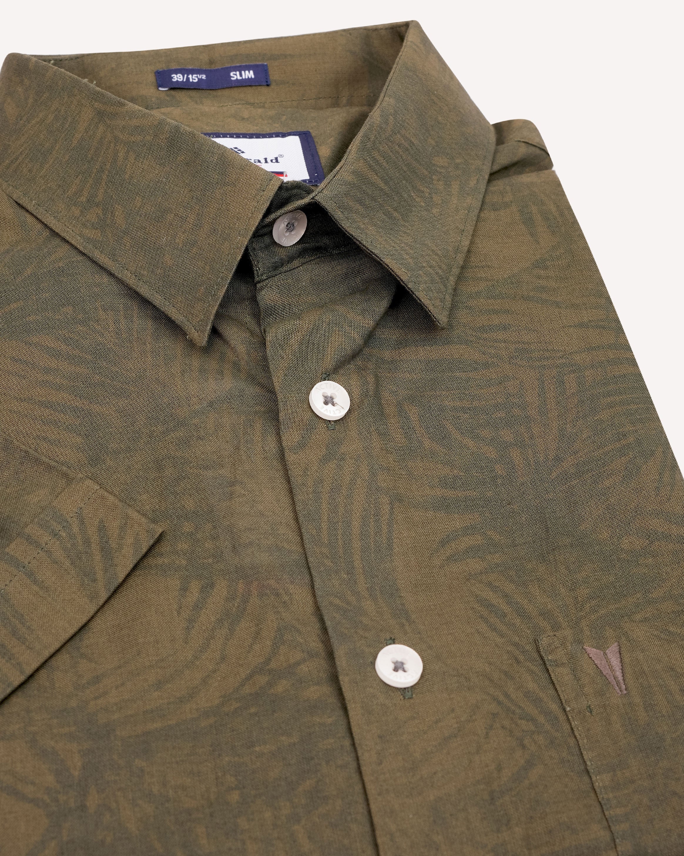 Emerald Active Printed Slim Fit-Green Treetop