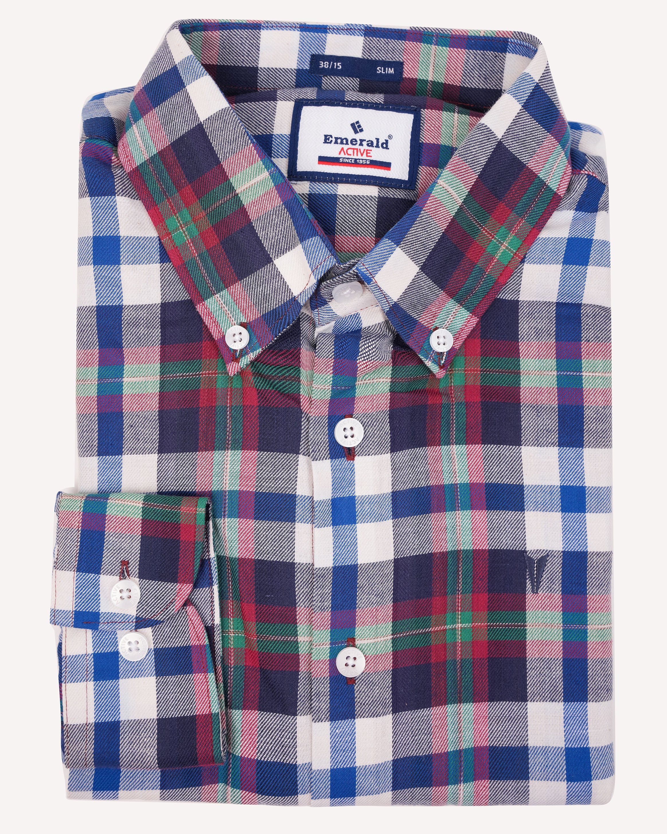 Emerald Active Checks Slim Fit-Green Alhambra