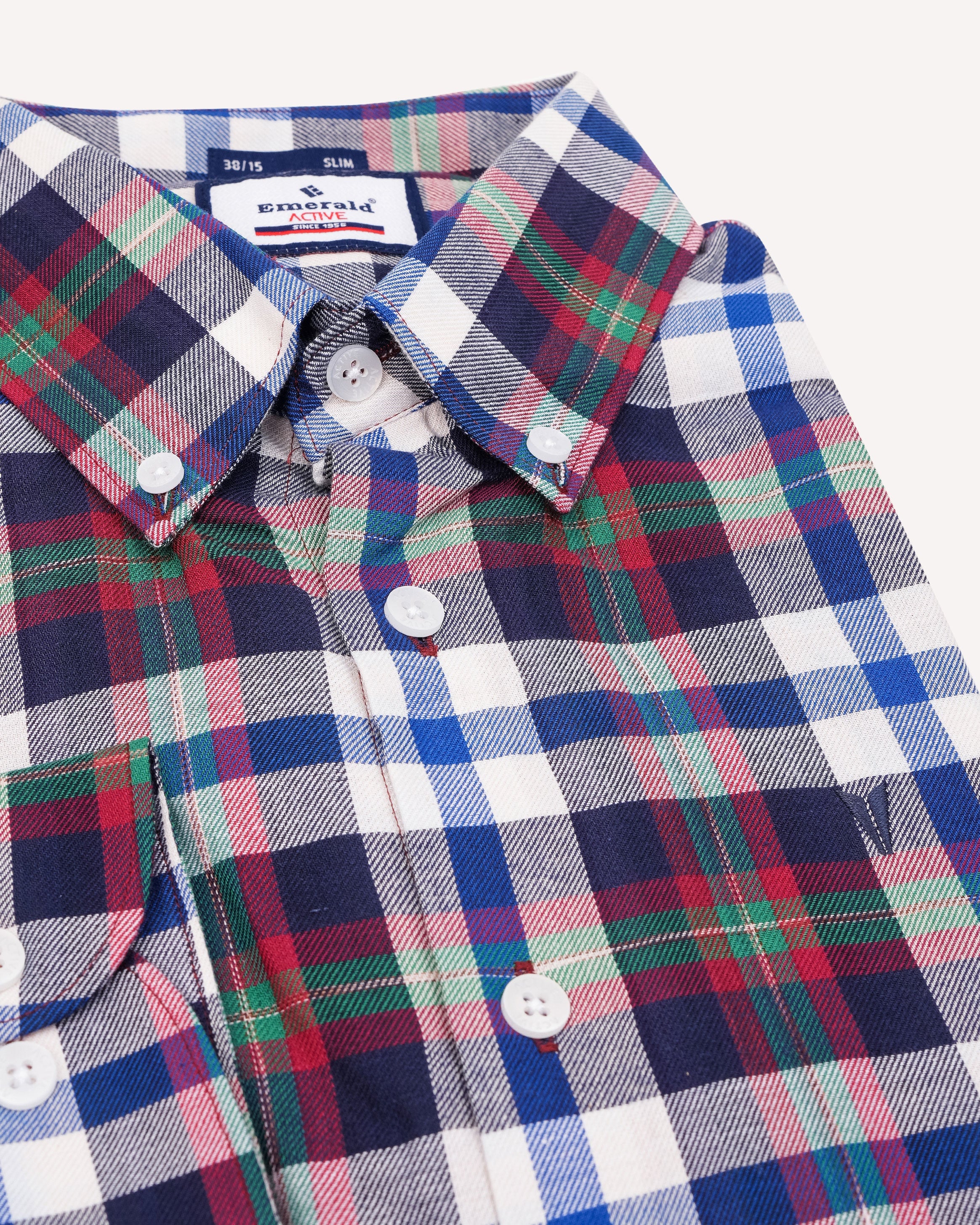 Emerald Active Checks Slim Fit-Green Alhambra