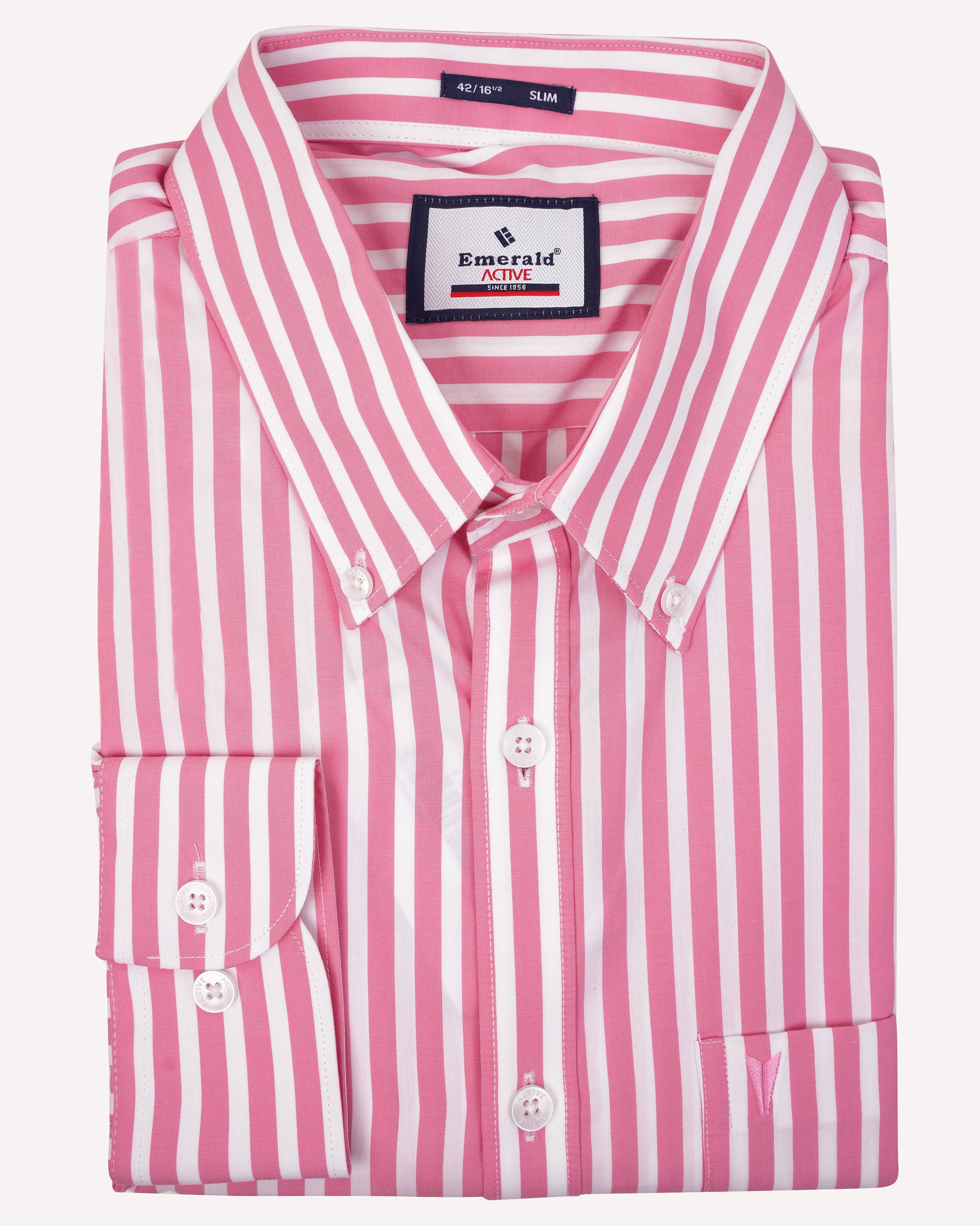 Emerald Active Stripe Slim Fit-Shocking Pink