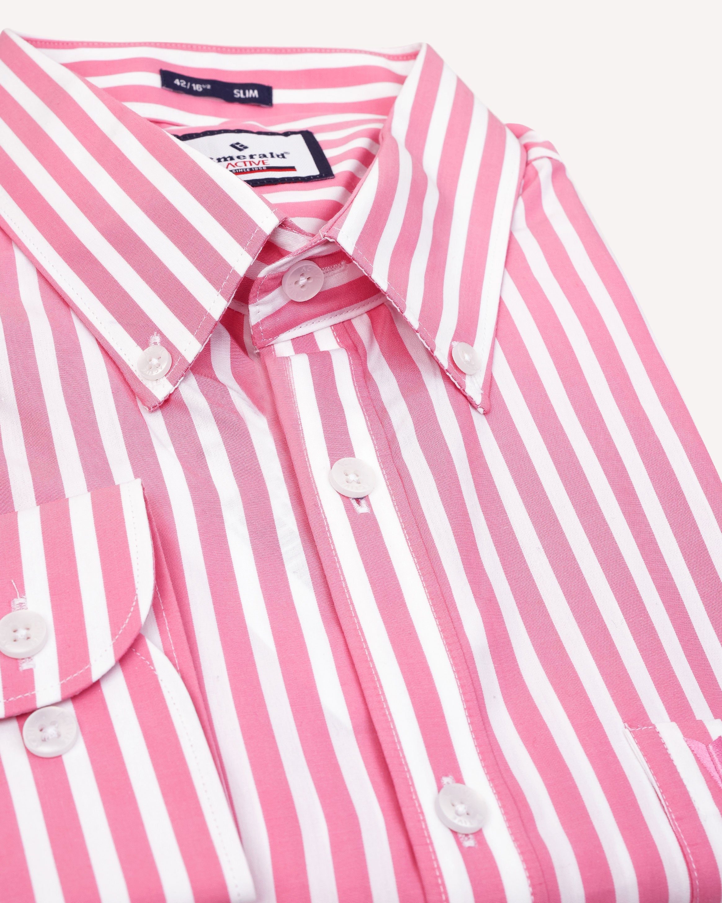 Emerald Active Stripe Slim Fit-Shocking Pink