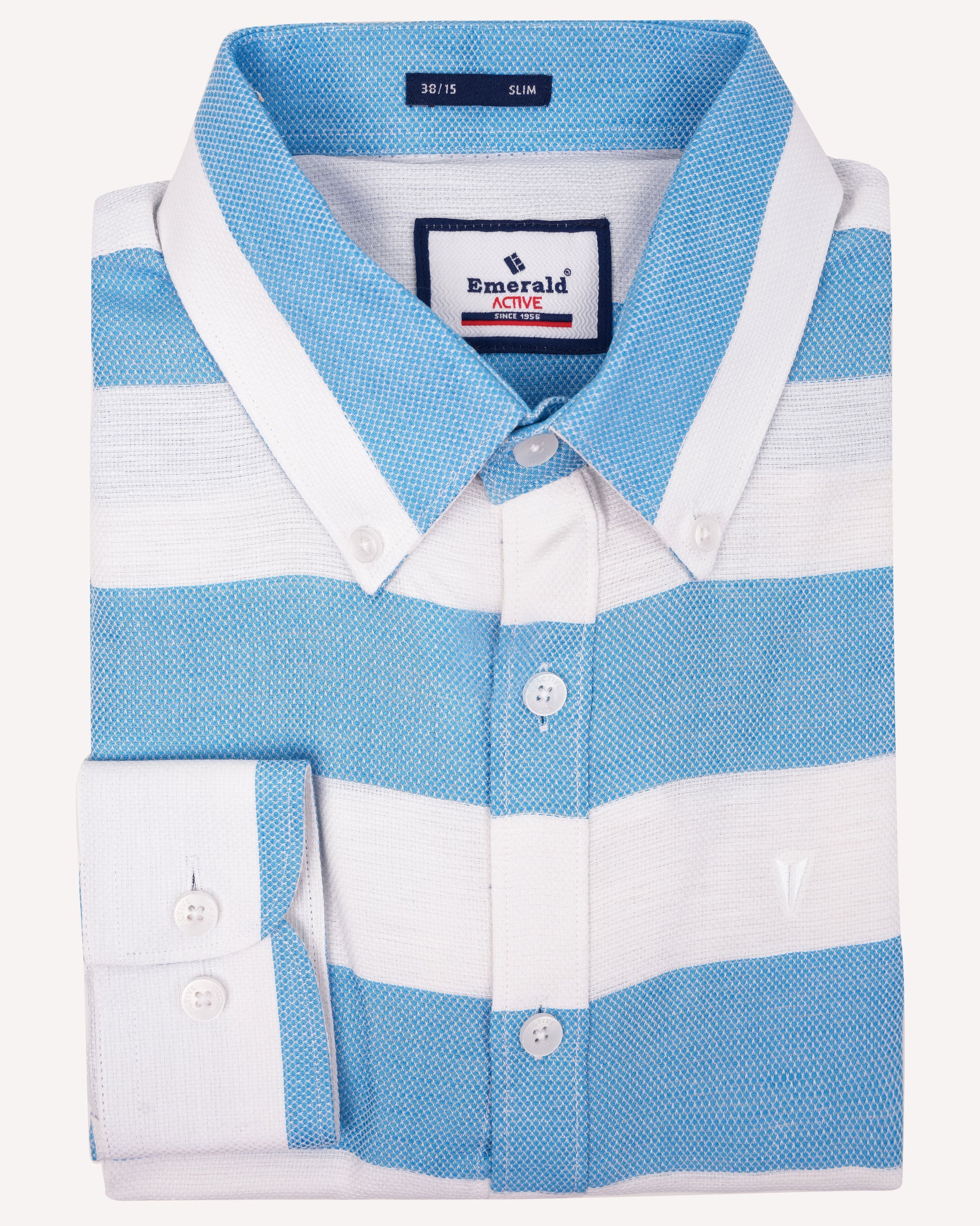 Emerald Active Stripe Slim Fit-Cornflower